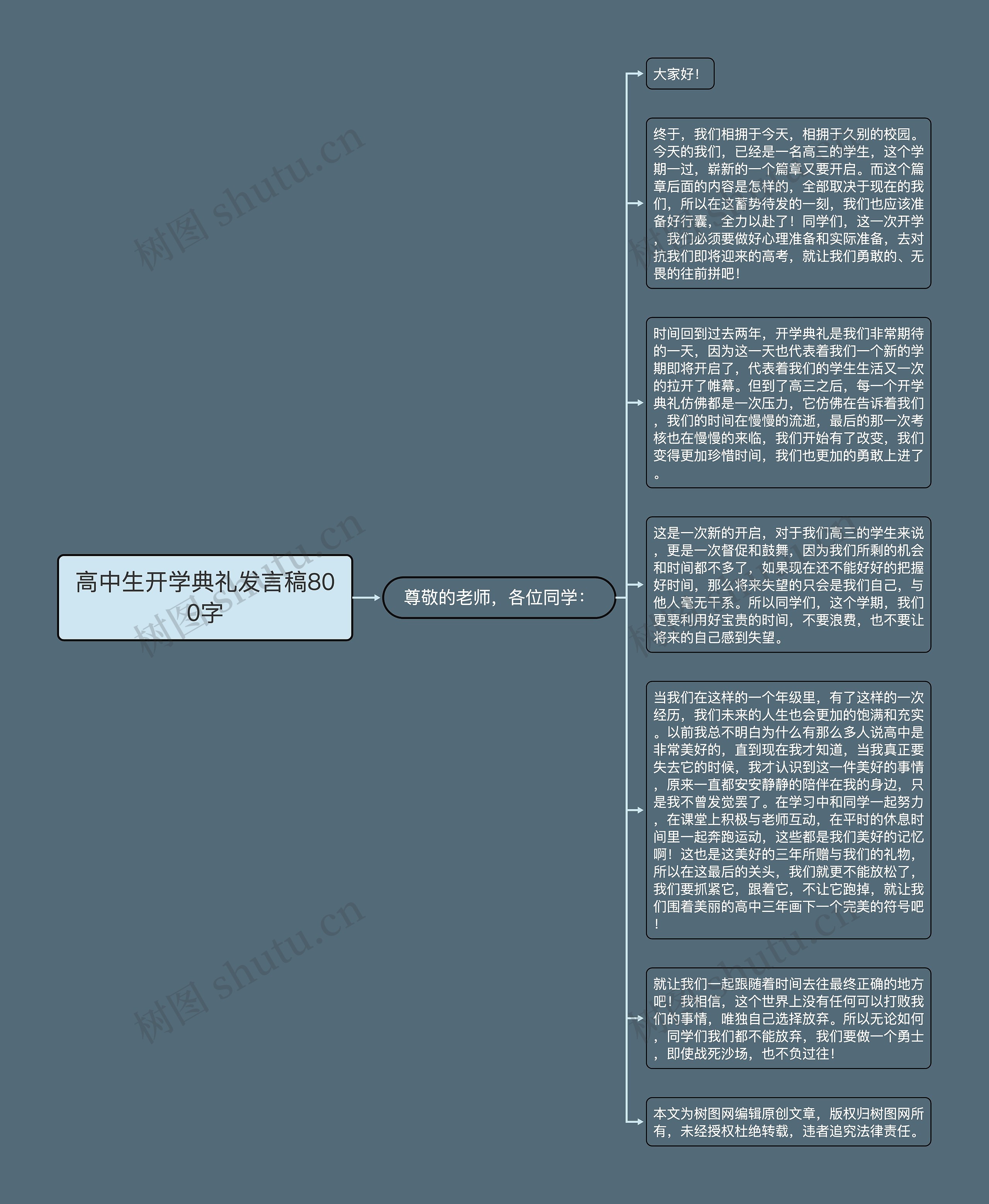 高中生开学典礼发言稿800字思维导图