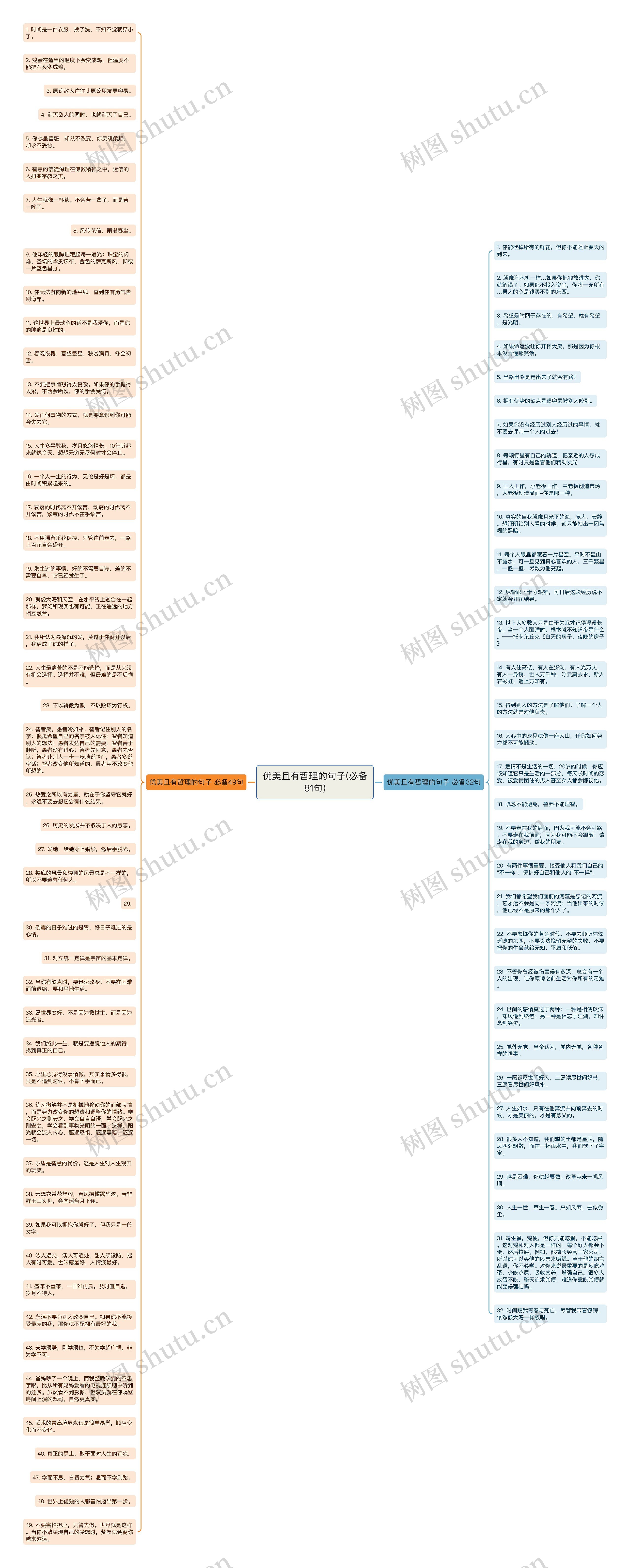 优美且有哲理的句子(必备81句)思维导图