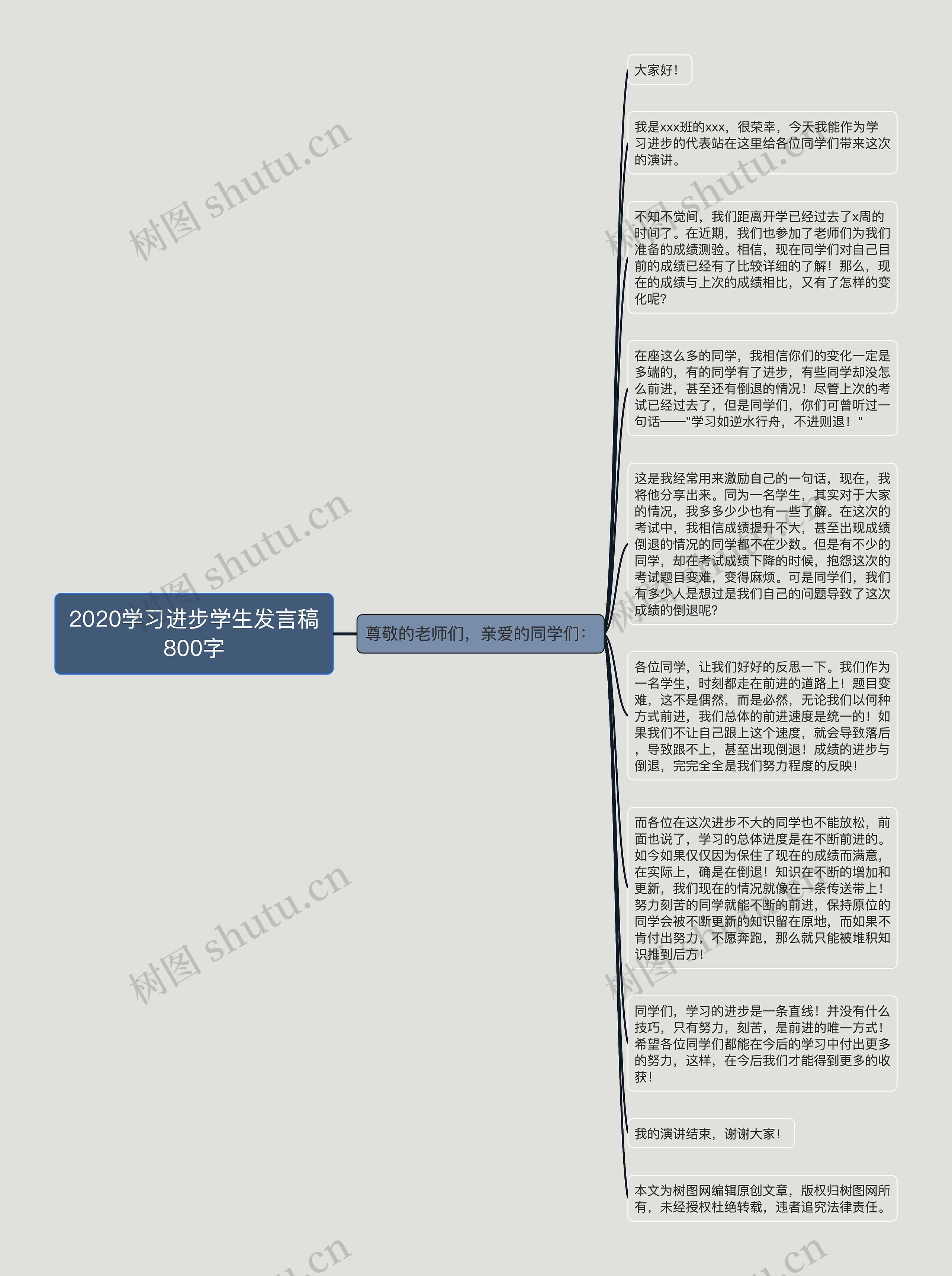 2020学习进步学生发言稿800字思维导图