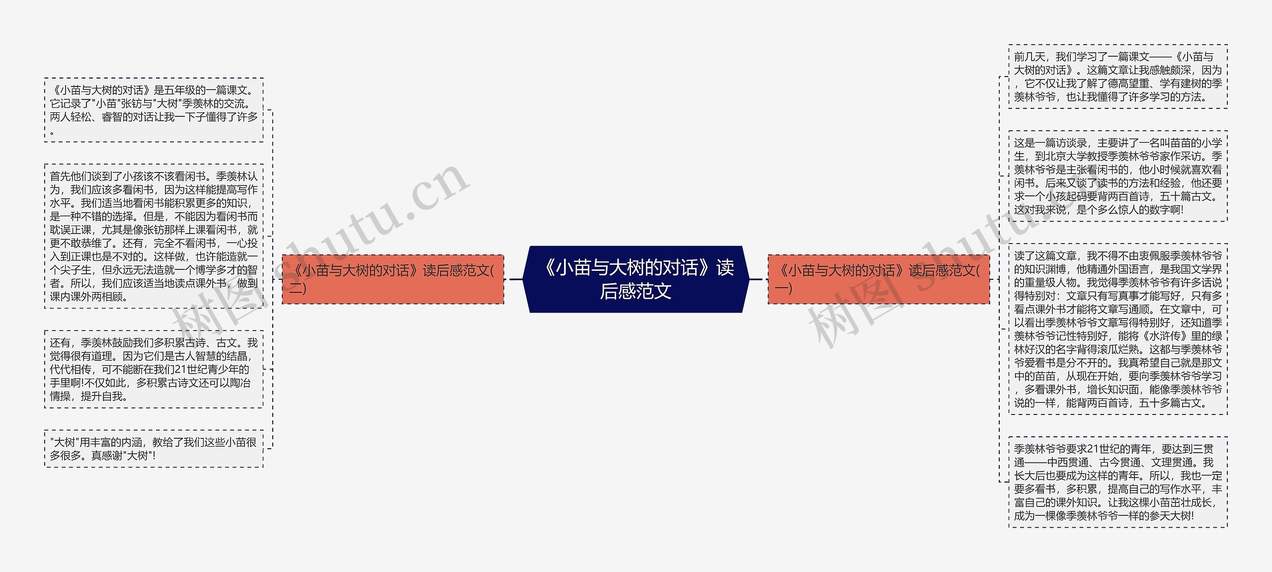 《小苗与大树的对话》读后感范文思维导图