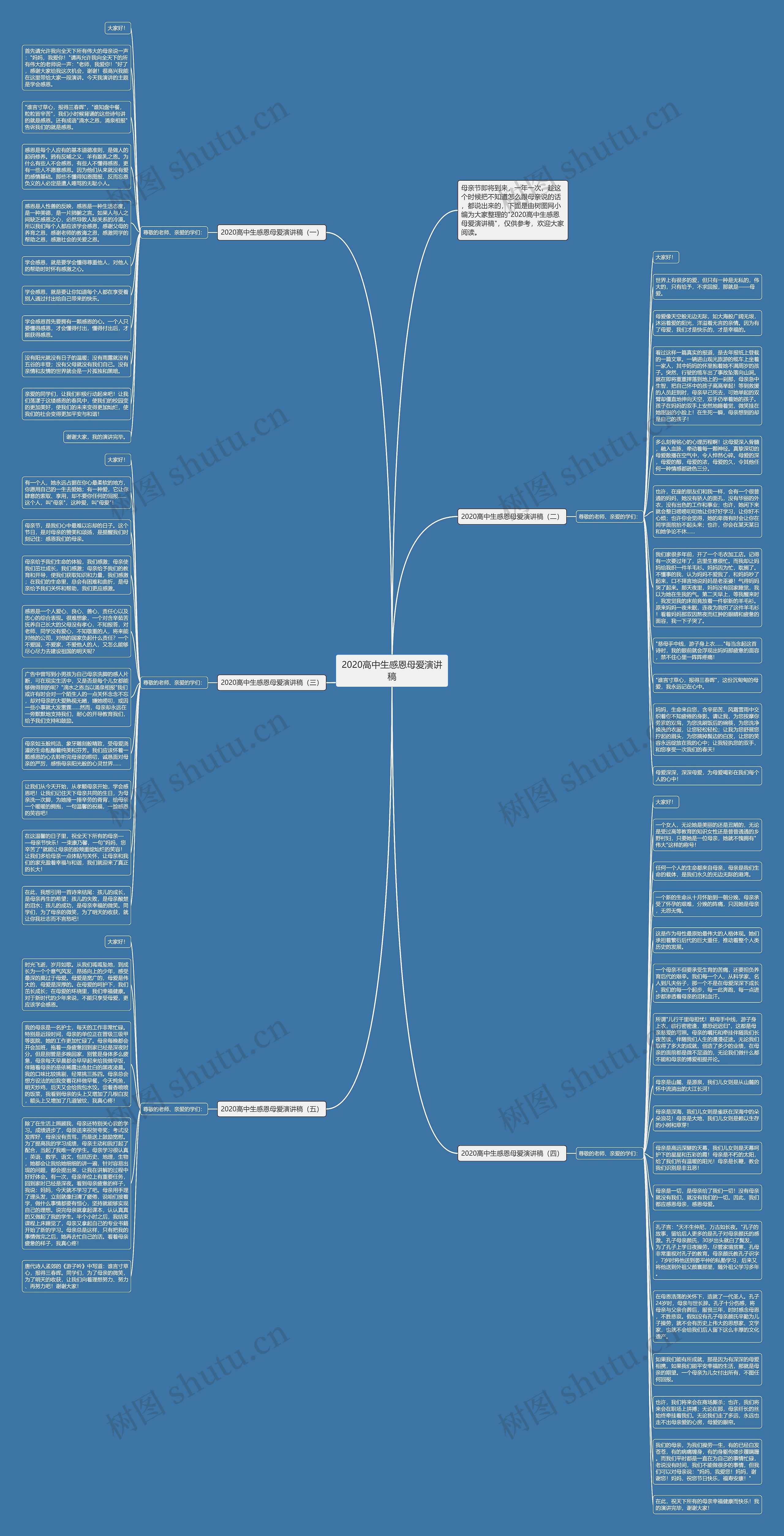 2020高中生感恩母爱演讲稿思维导图