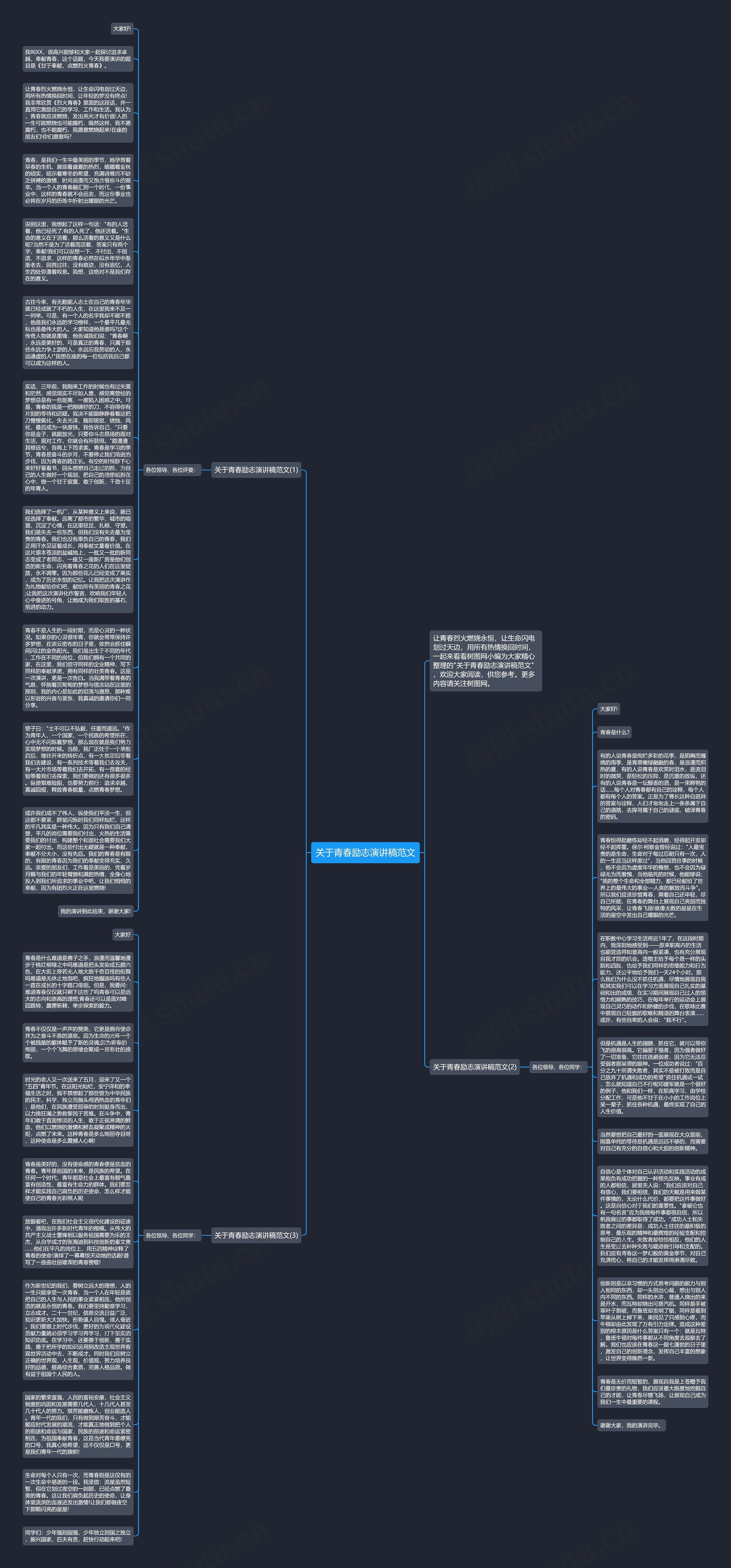 关于青春励志演讲稿范文思维导图
