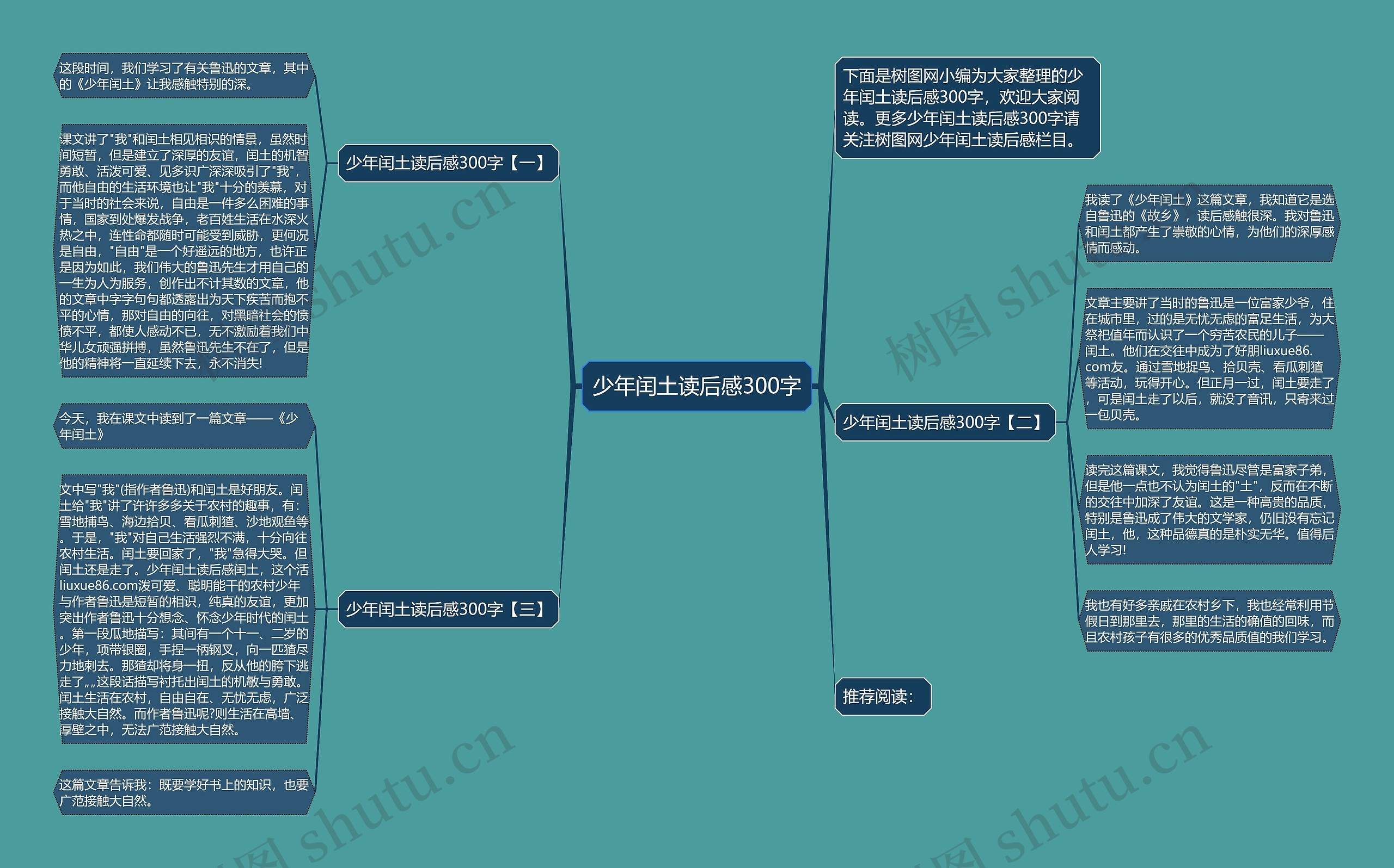 少年闰土读后感300字思维导图