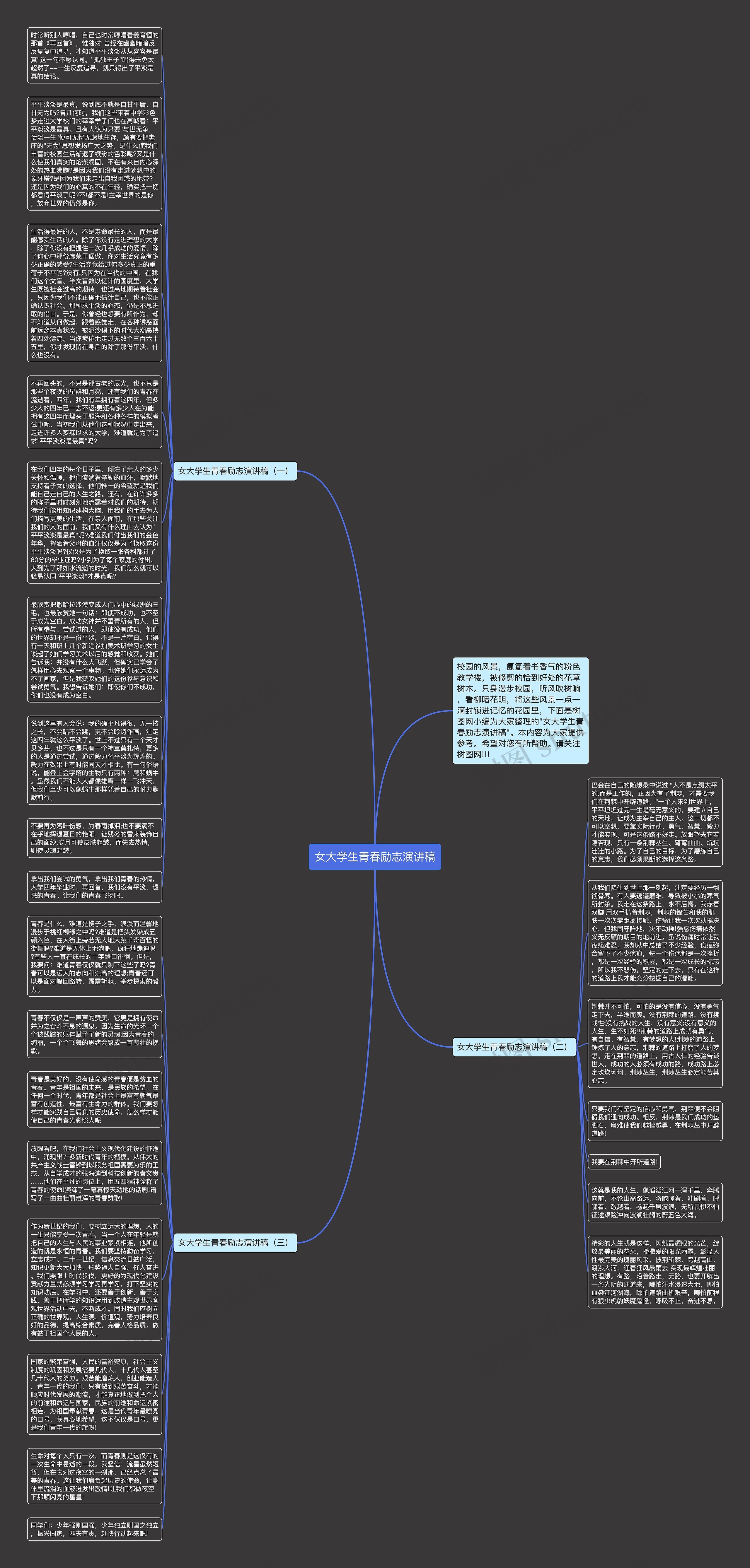 女大学生青春励志演讲稿思维导图