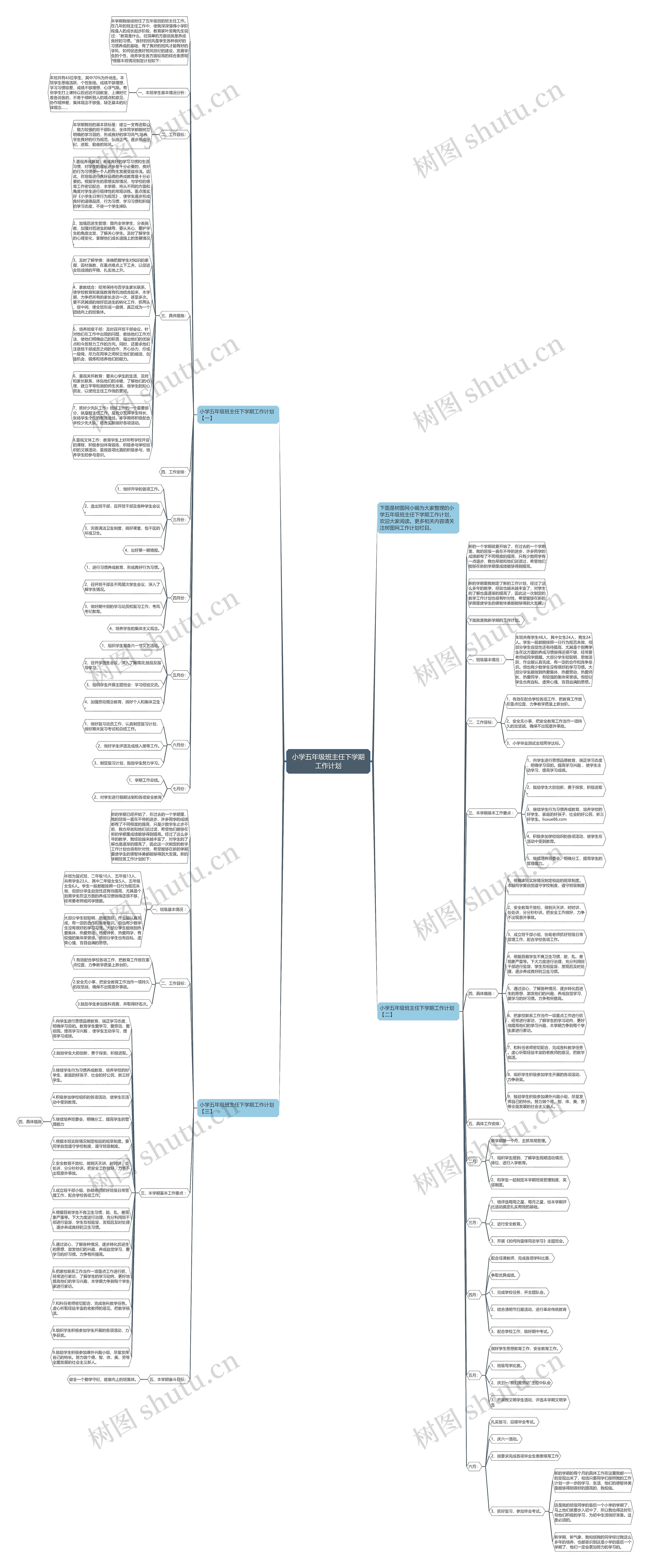 小学五年级班主任下学期工作计划思维导图