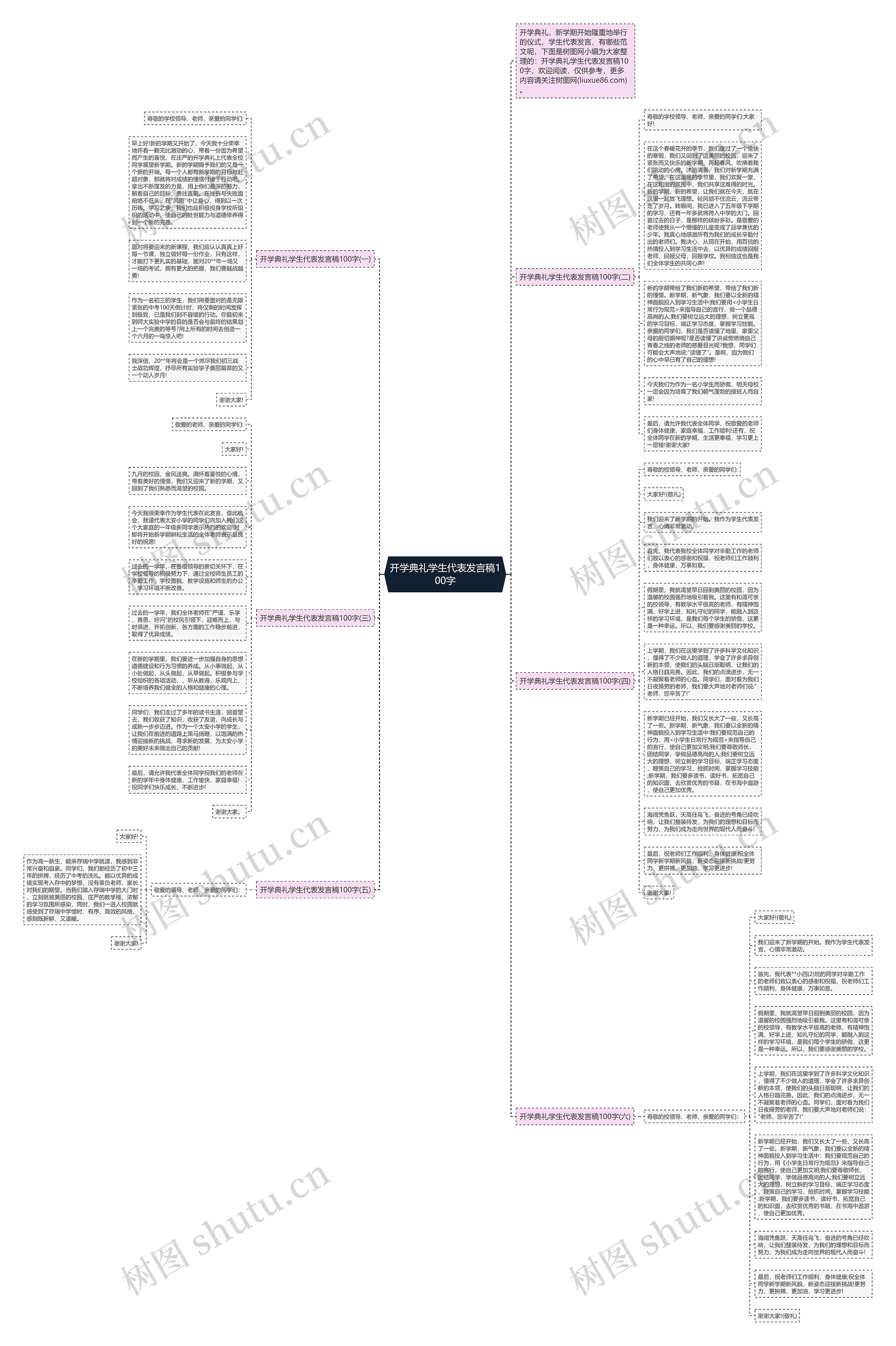 开学典礼学生代表发言稿100字思维导图