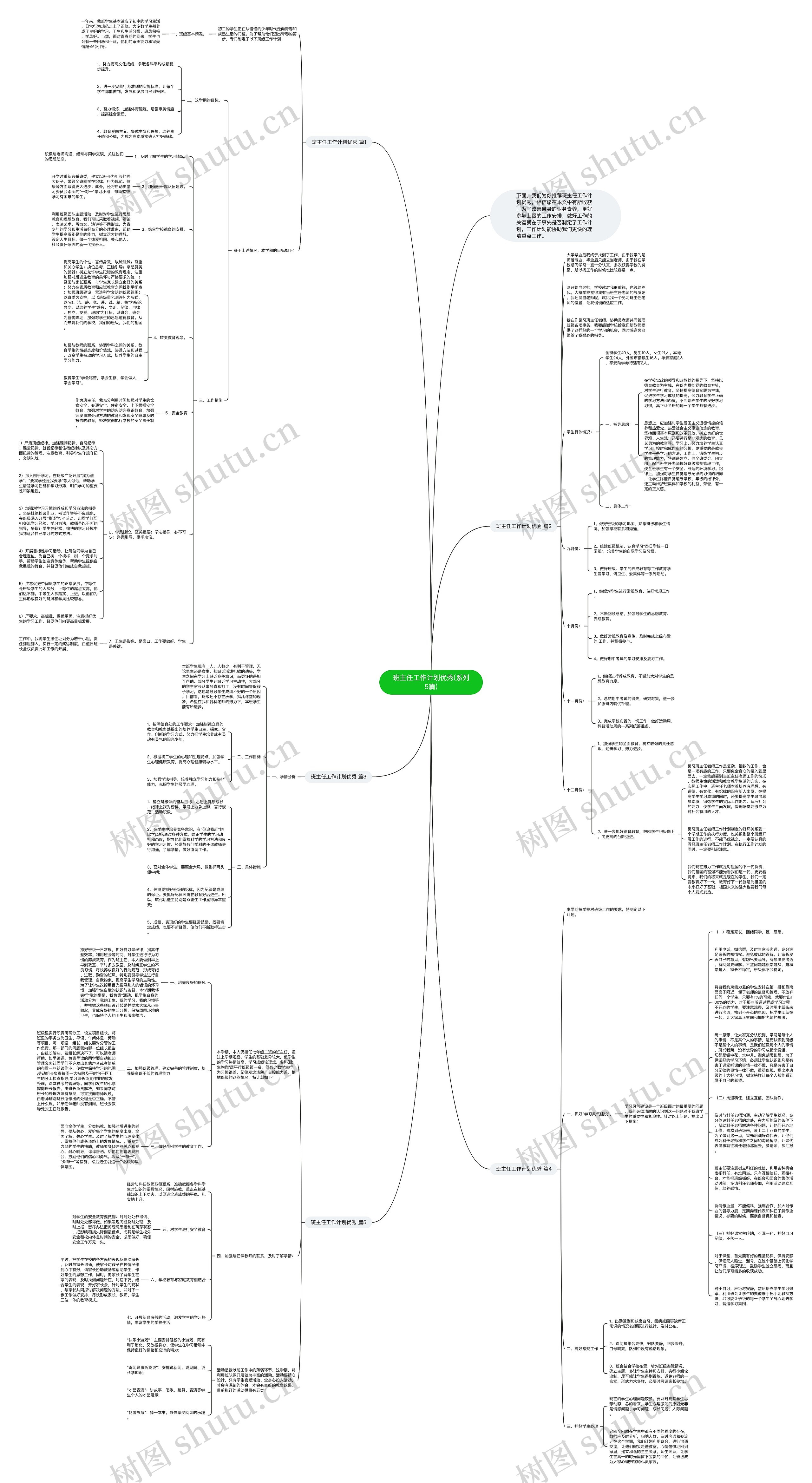 班主任工作计划优秀(系列5篇)思维导图