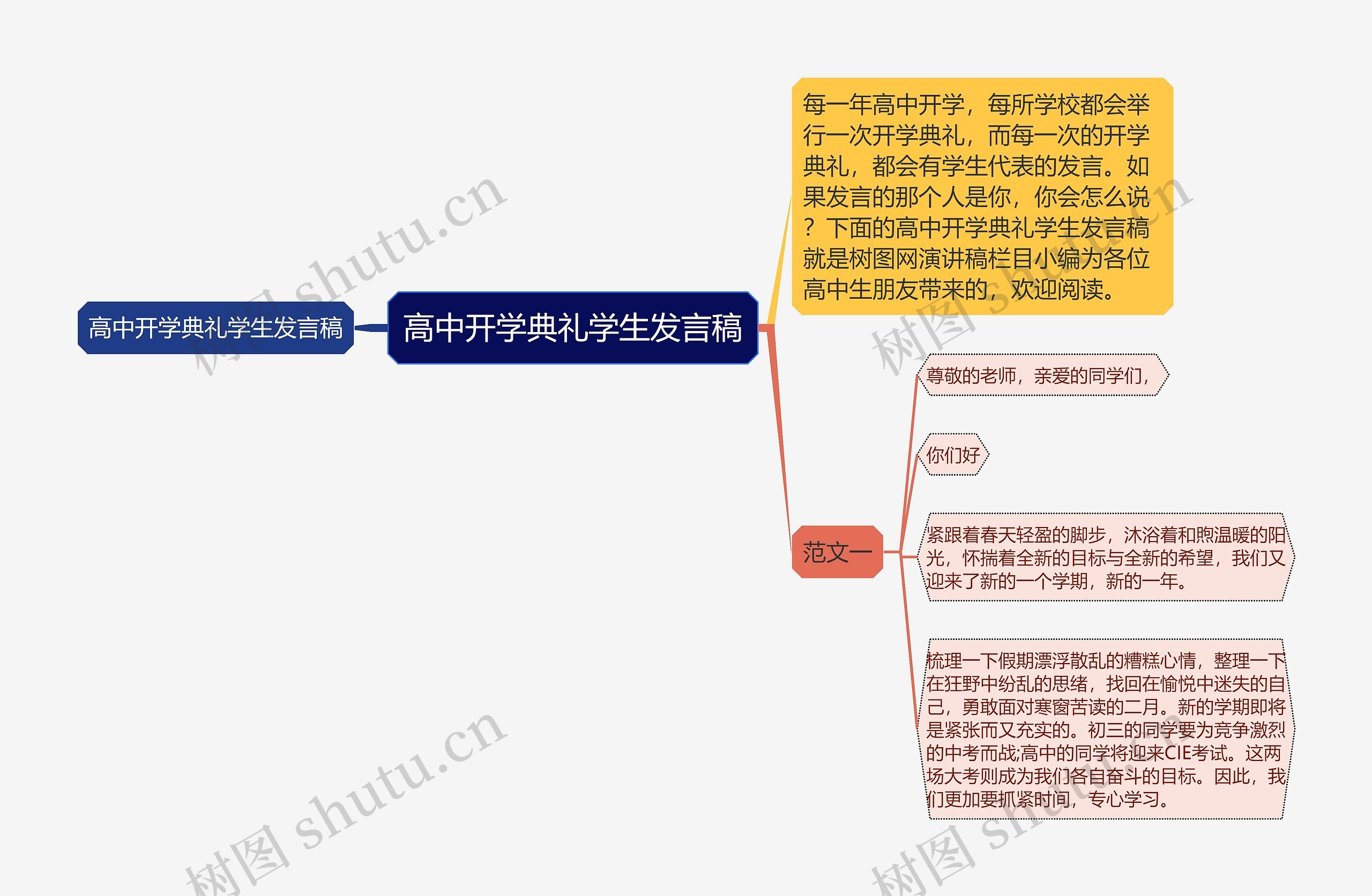 高中开学典礼学生发言稿思维导图