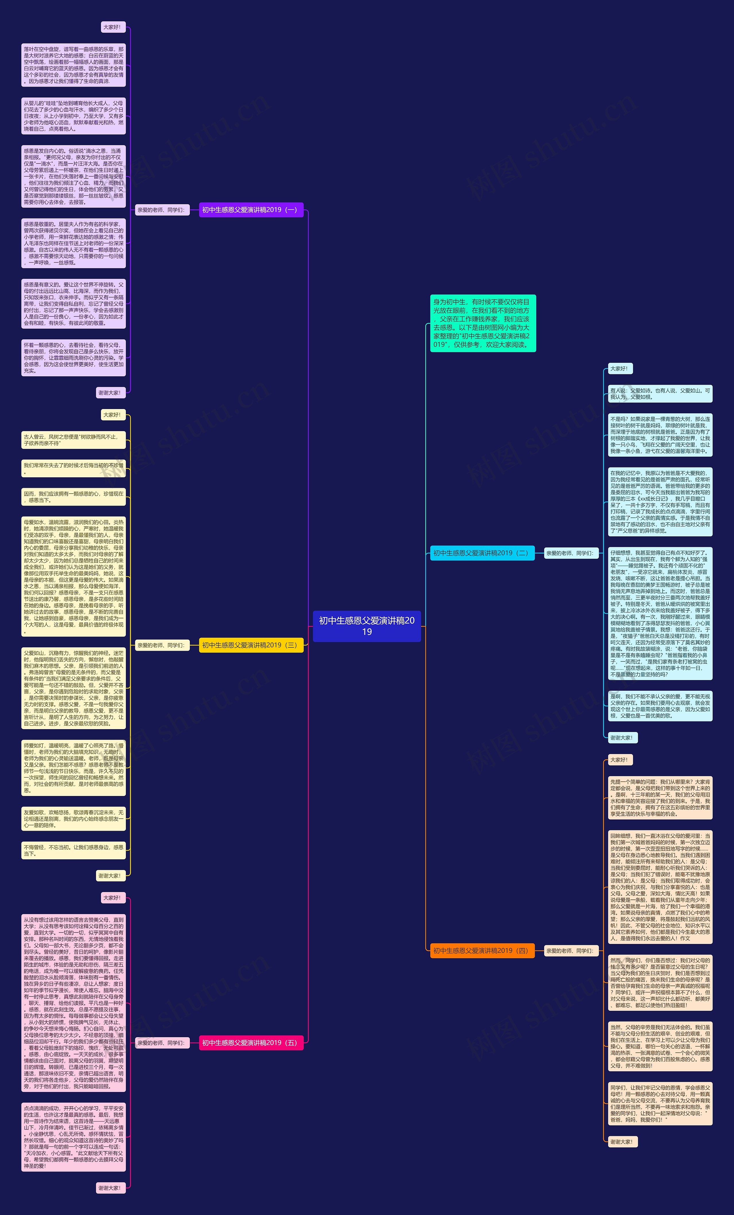 初中生感恩父爱演讲稿2019思维导图