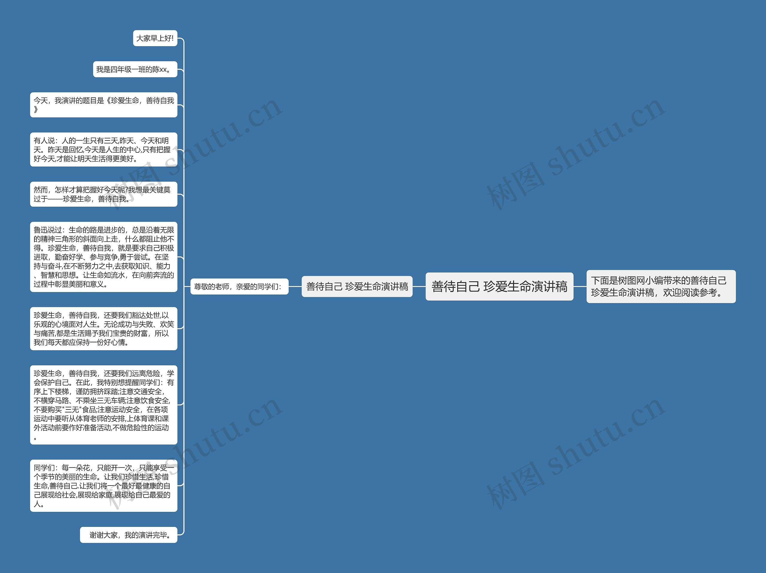 善待自己 珍爱生命演讲稿思维导图