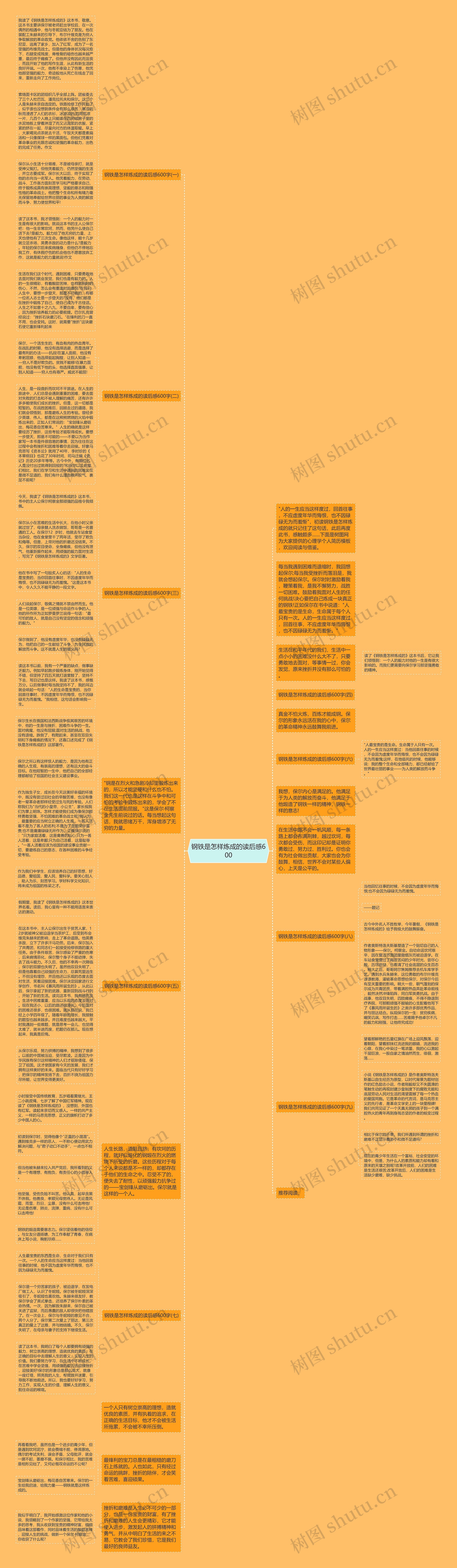 钢铁是怎样炼成的读后感600思维导图