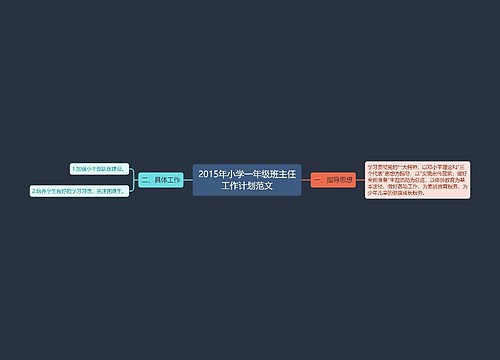 2015年小学一年级班主任工作计划范文