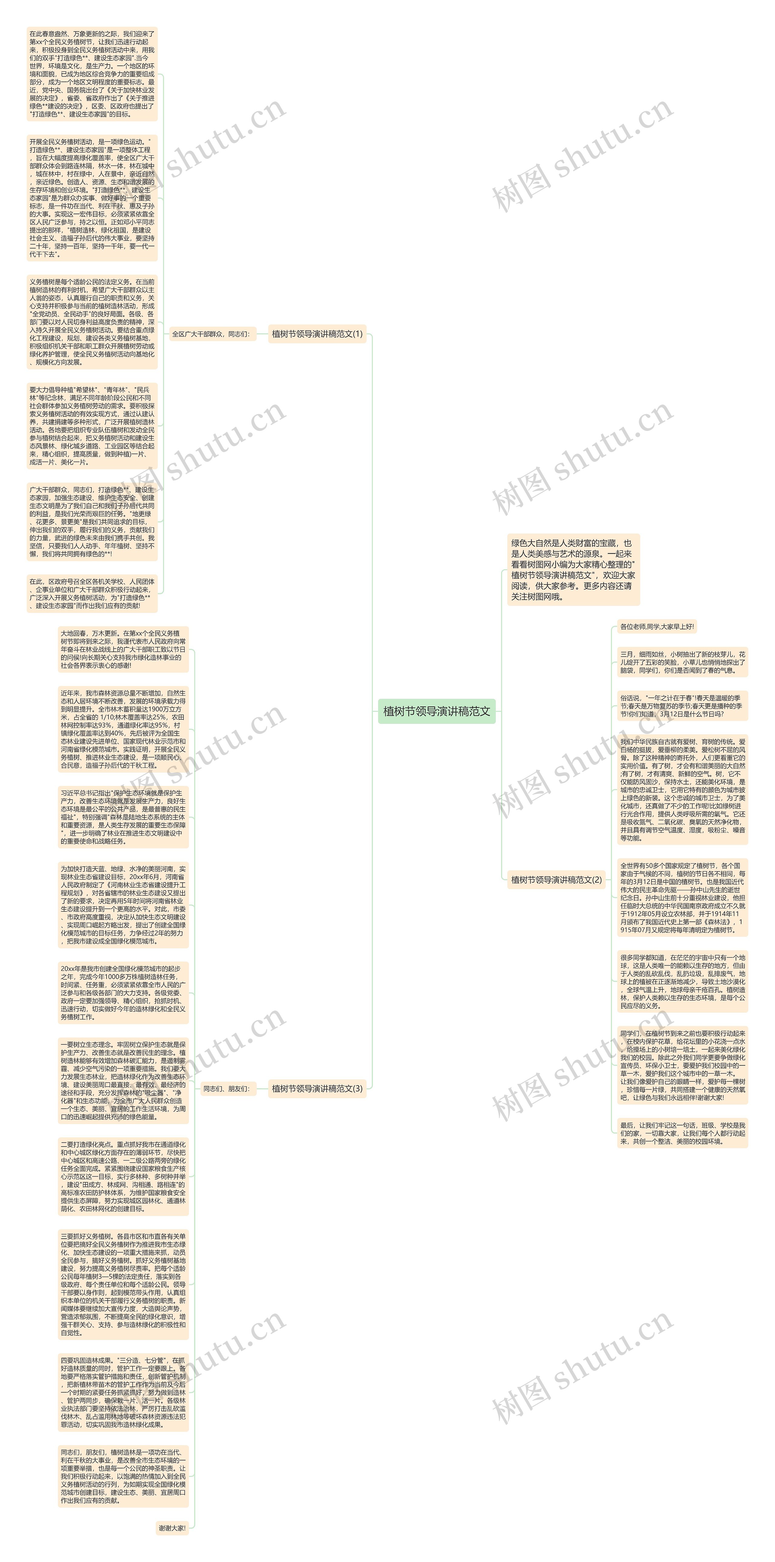 植树节领导演讲稿范文思维导图