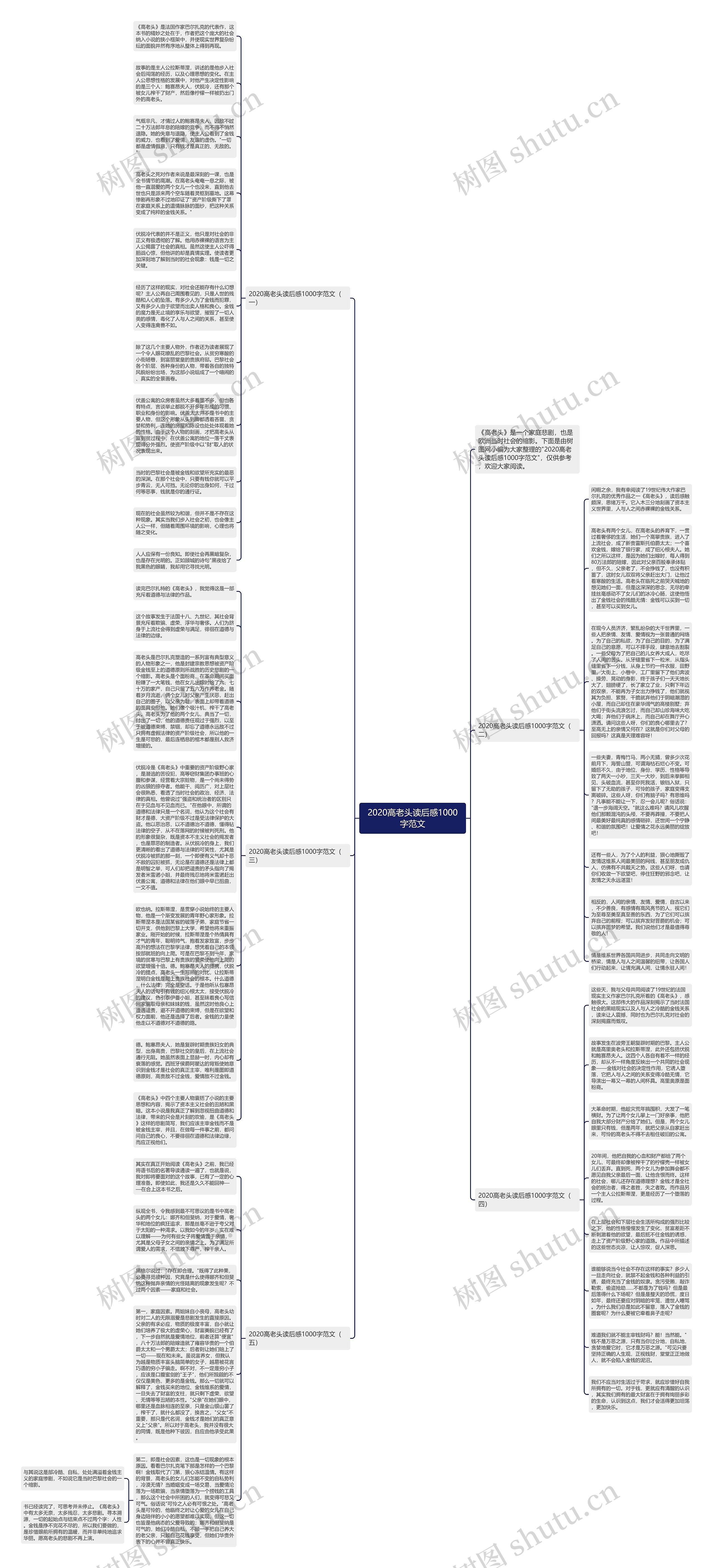 2020高老头读后感1000字范文思维导图