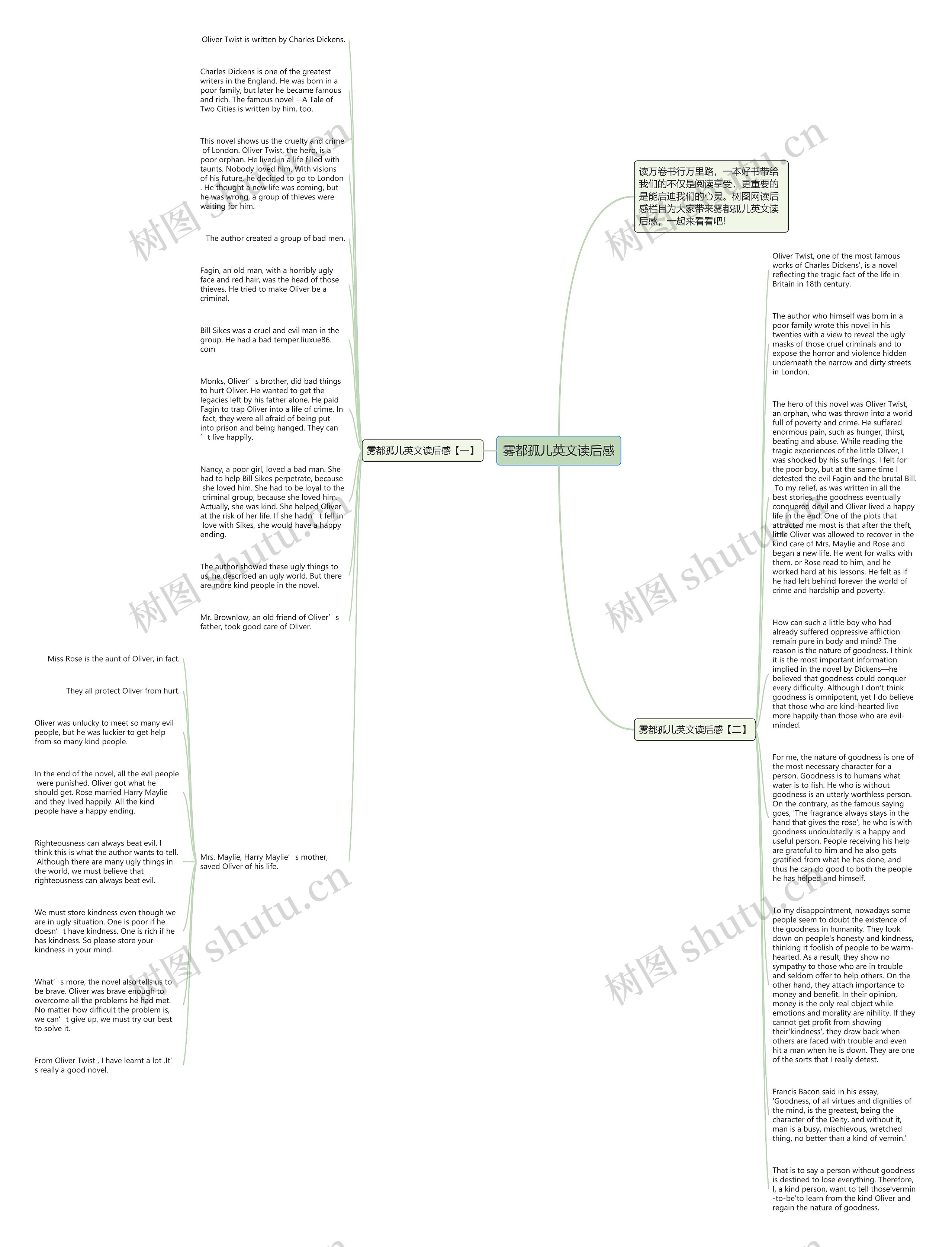 雾都孤儿英文读后感思维导图