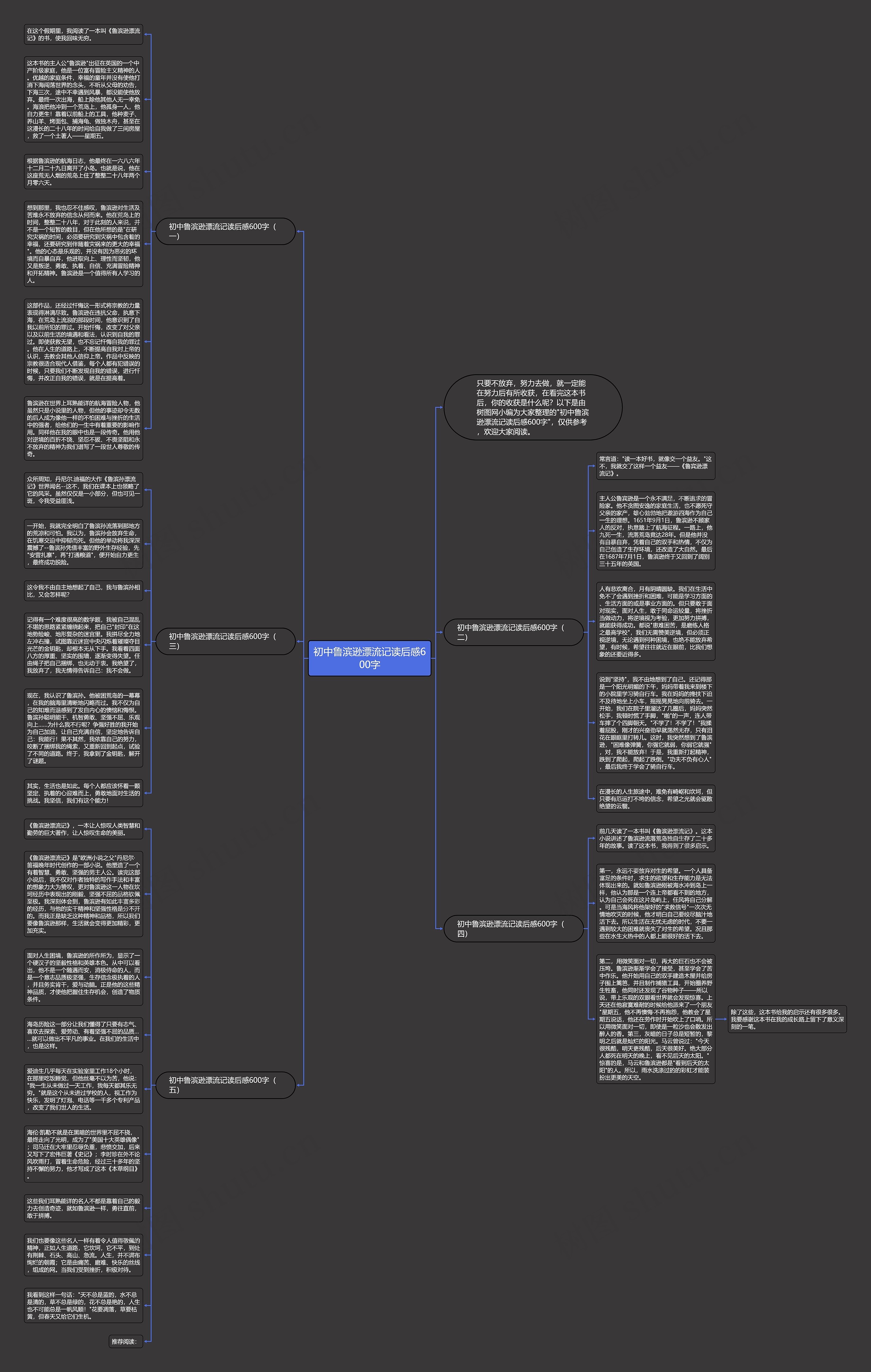 初中鲁滨逊漂流记读后感600字思维导图