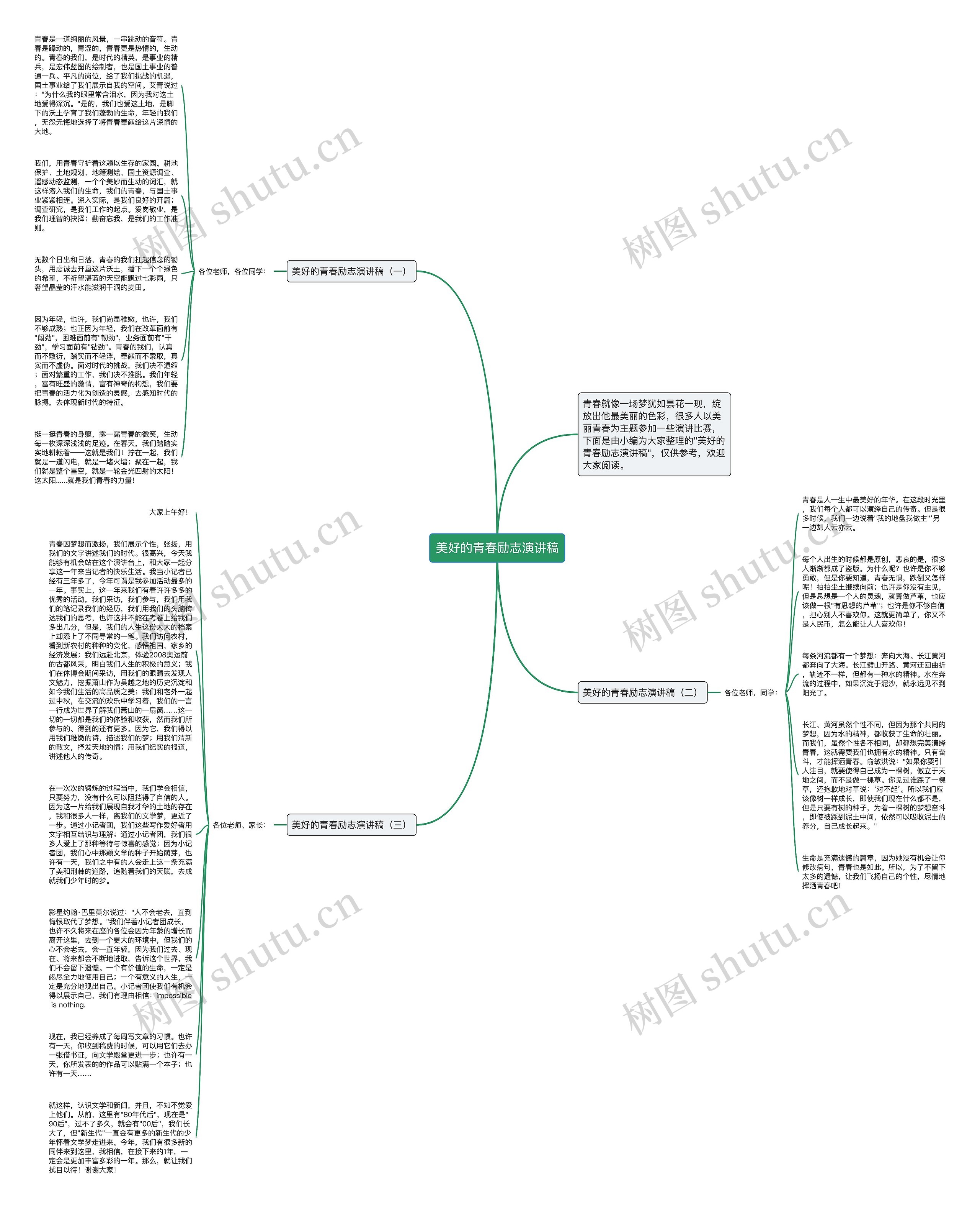 美好的青春励志演讲稿思维导图