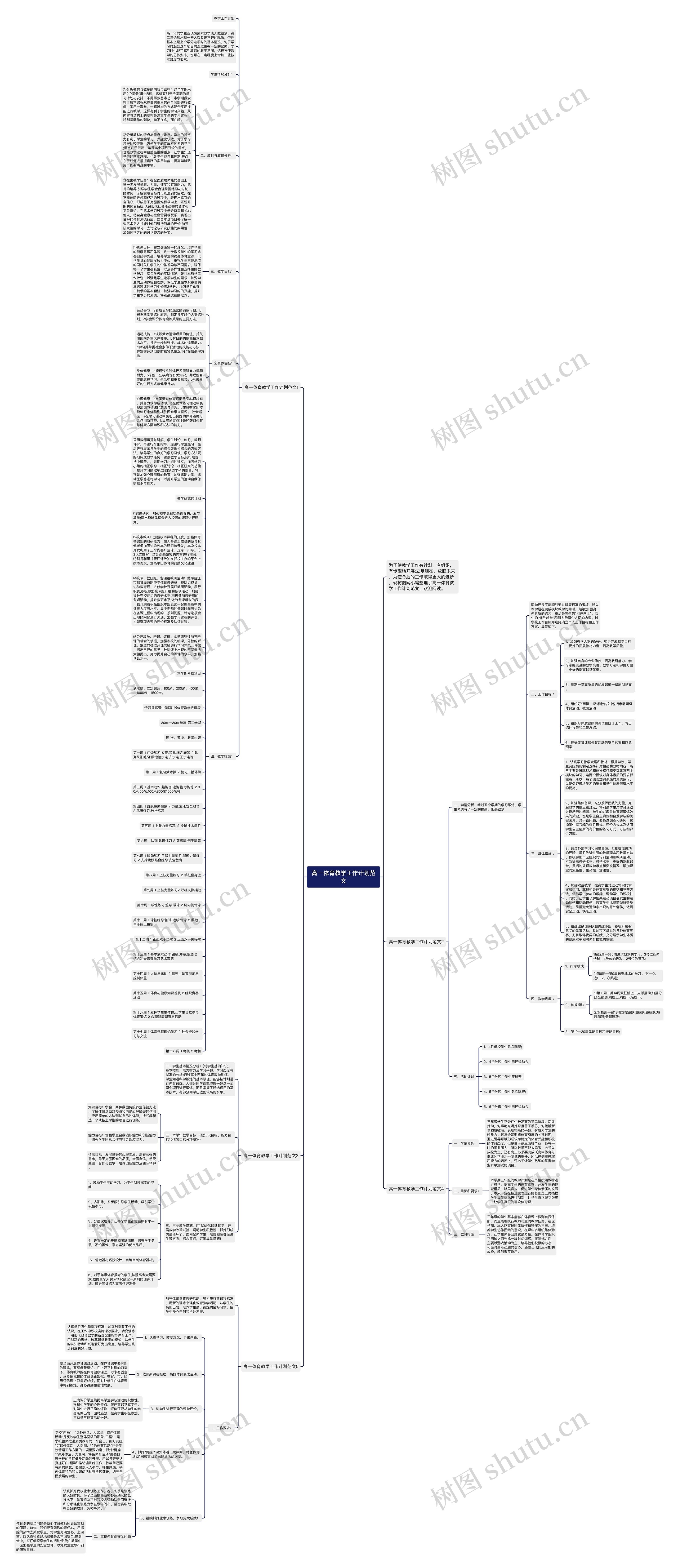 高一体育教学工作计划范文思维导图
