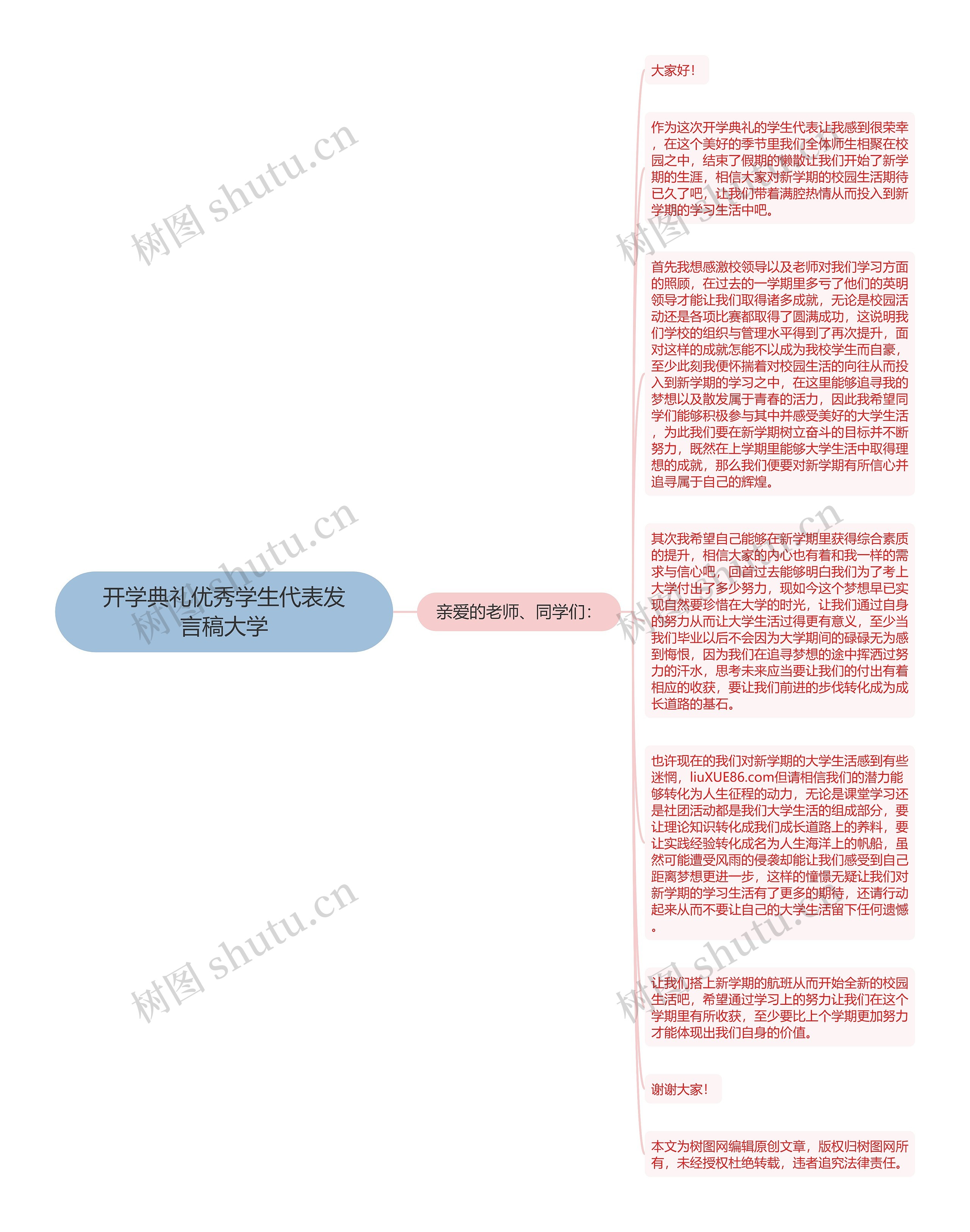 开学典礼优秀学生代表发言稿大学思维导图