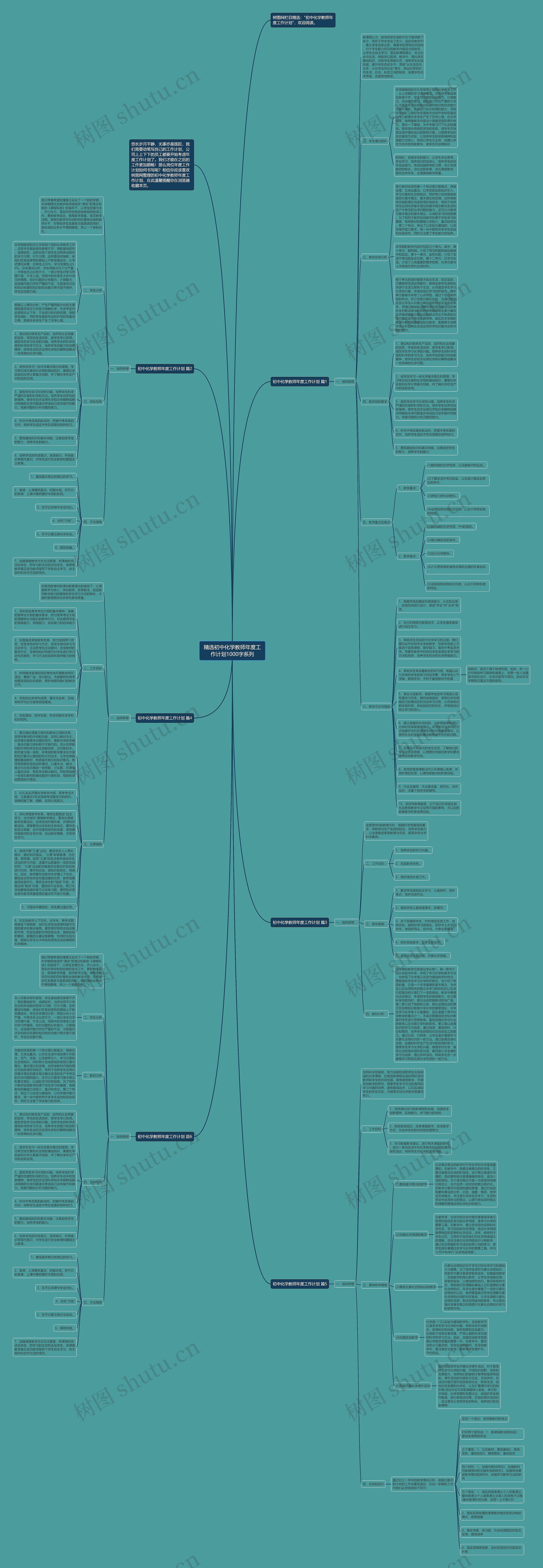 精选初中化学教师年度工作计划1000字系列思维导图