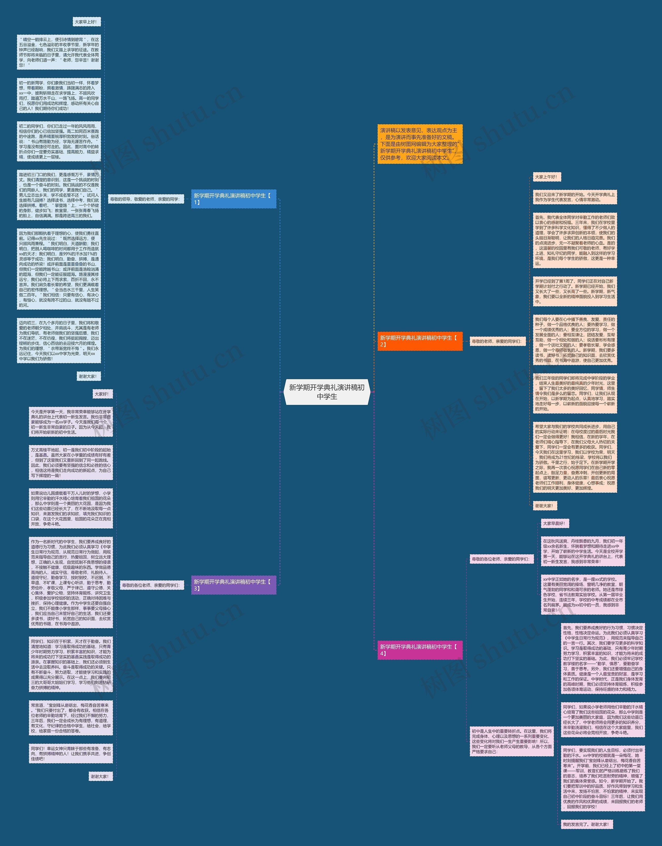 新学期开学典礼演讲稿初中学生思维导图