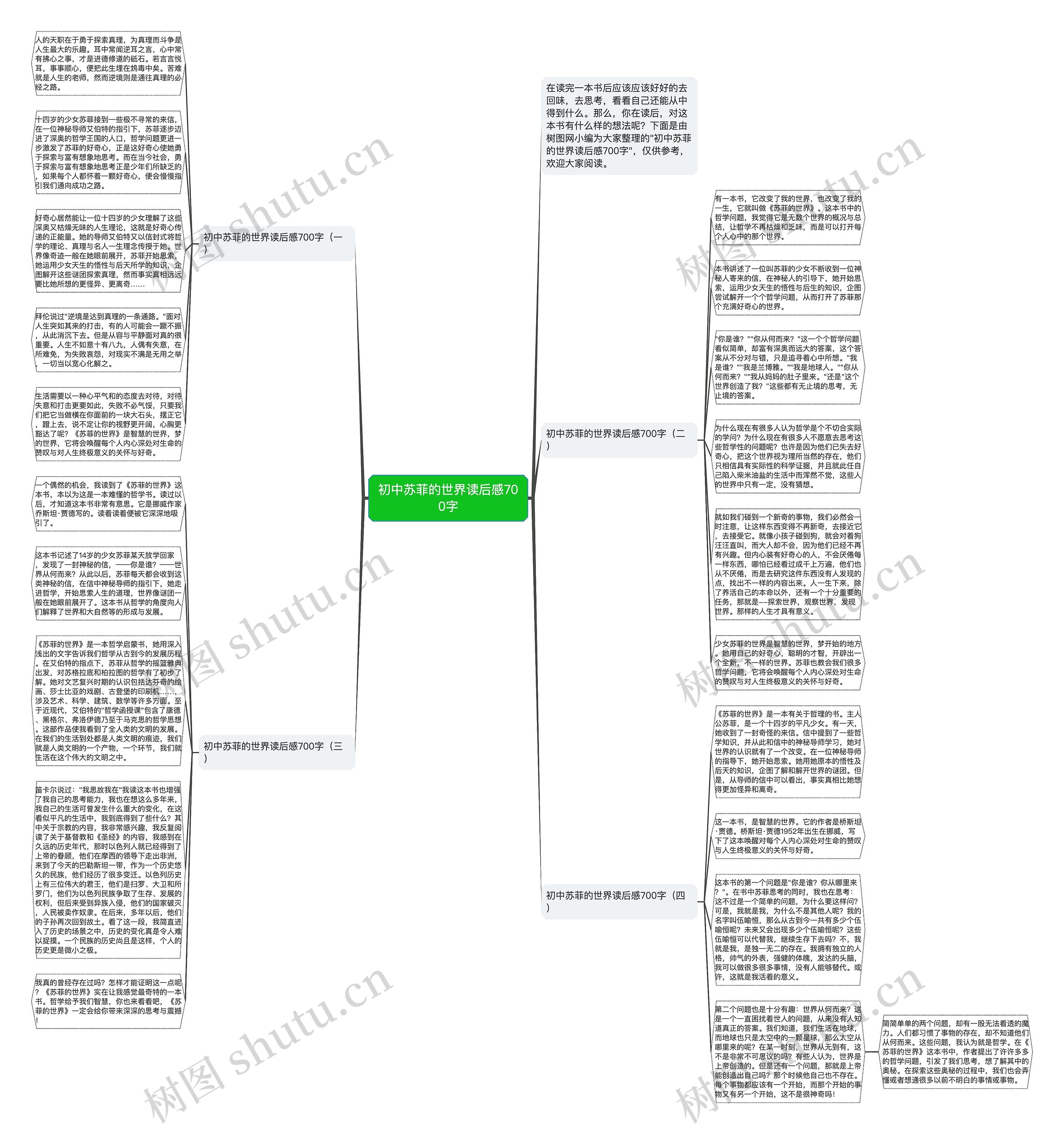 初中苏菲的世界读后感700字思维导图