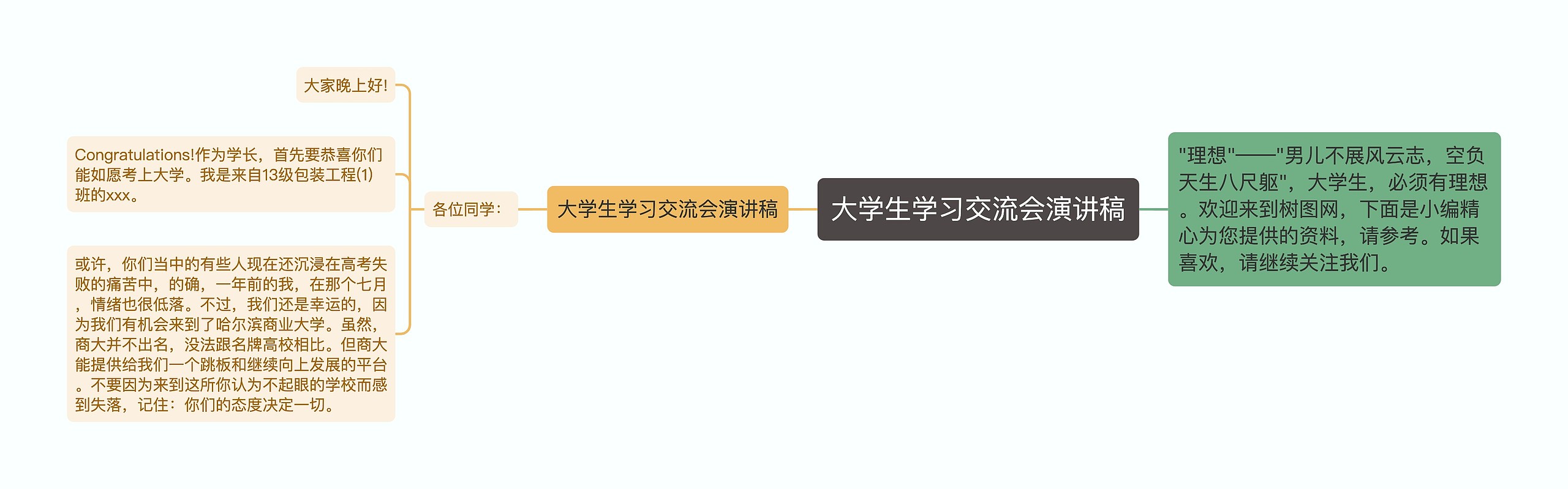 大学生学习交流会演讲稿思维导图