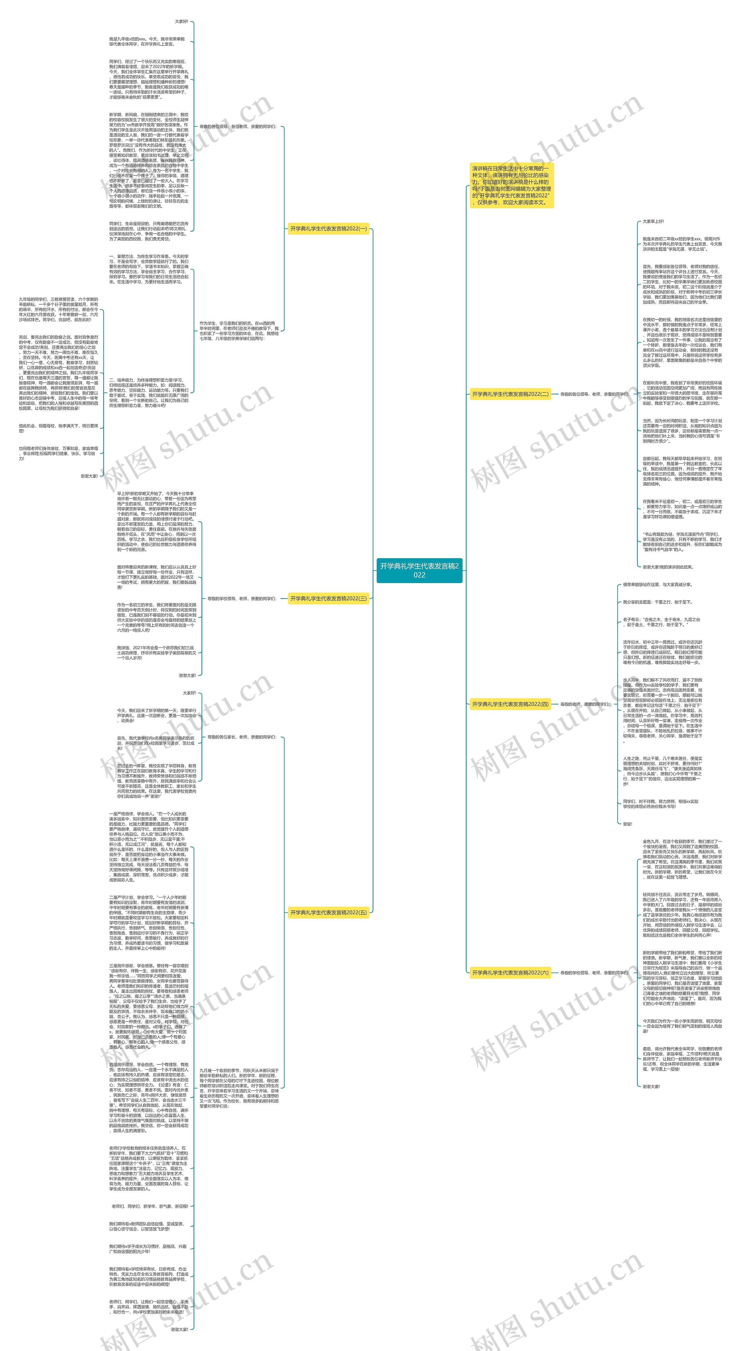 开学典礼学生代表发言稿2022思维导图