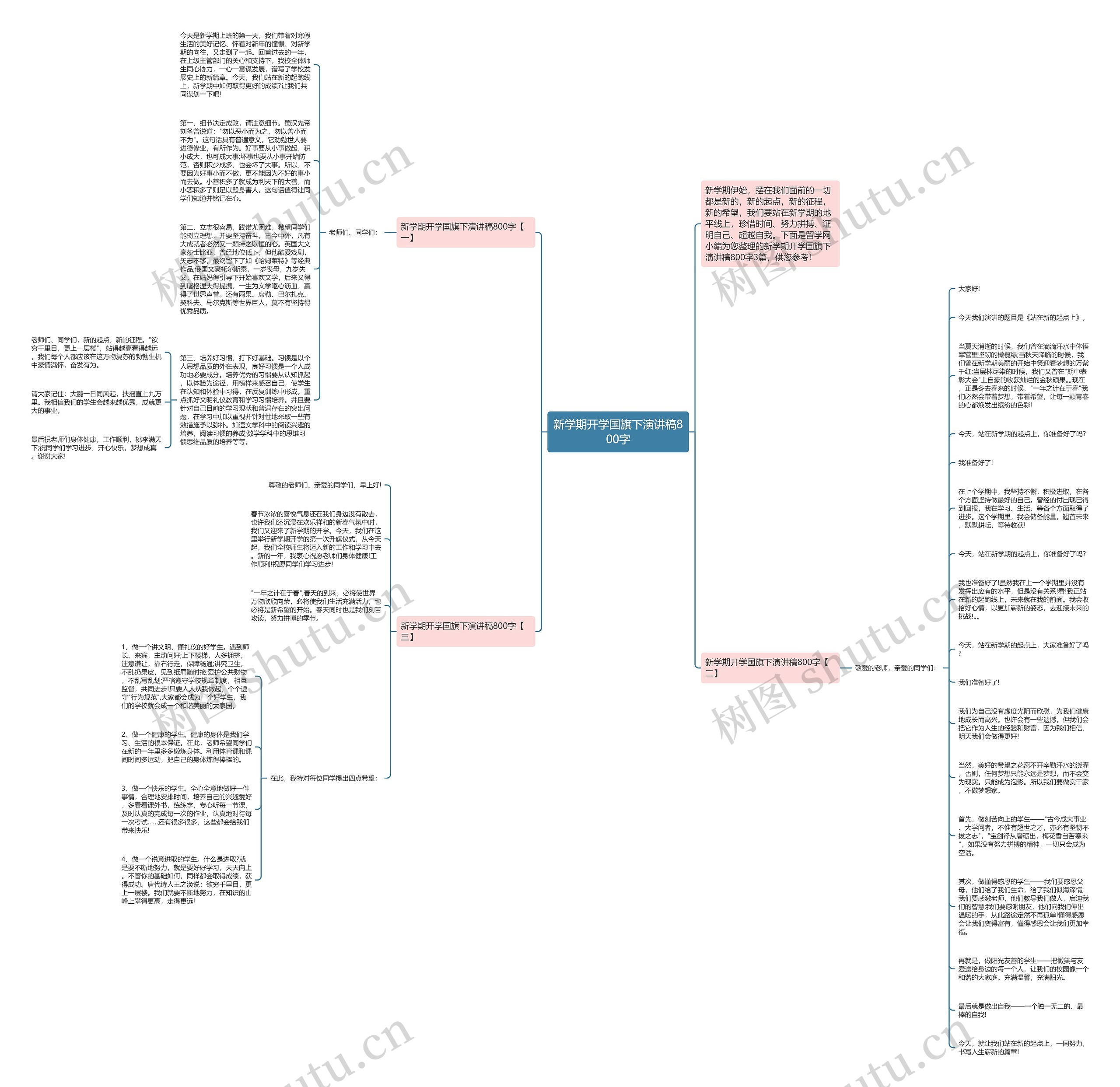 新学期开学国旗下演讲稿800字思维导图