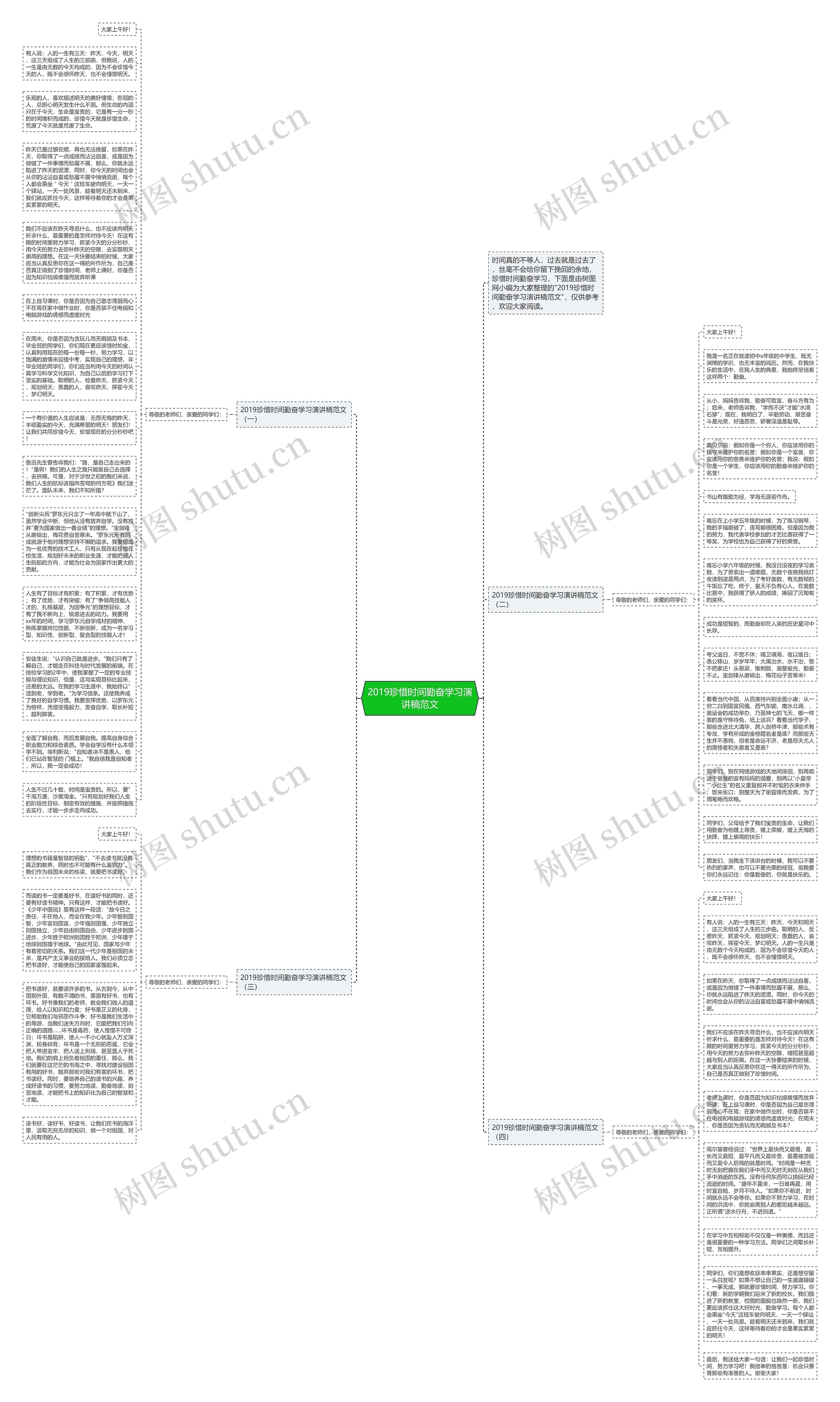 2019珍惜时间勤奋学习演讲稿范文思维导图