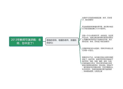 2013年教师节演讲稿：老师，您辛苦了！