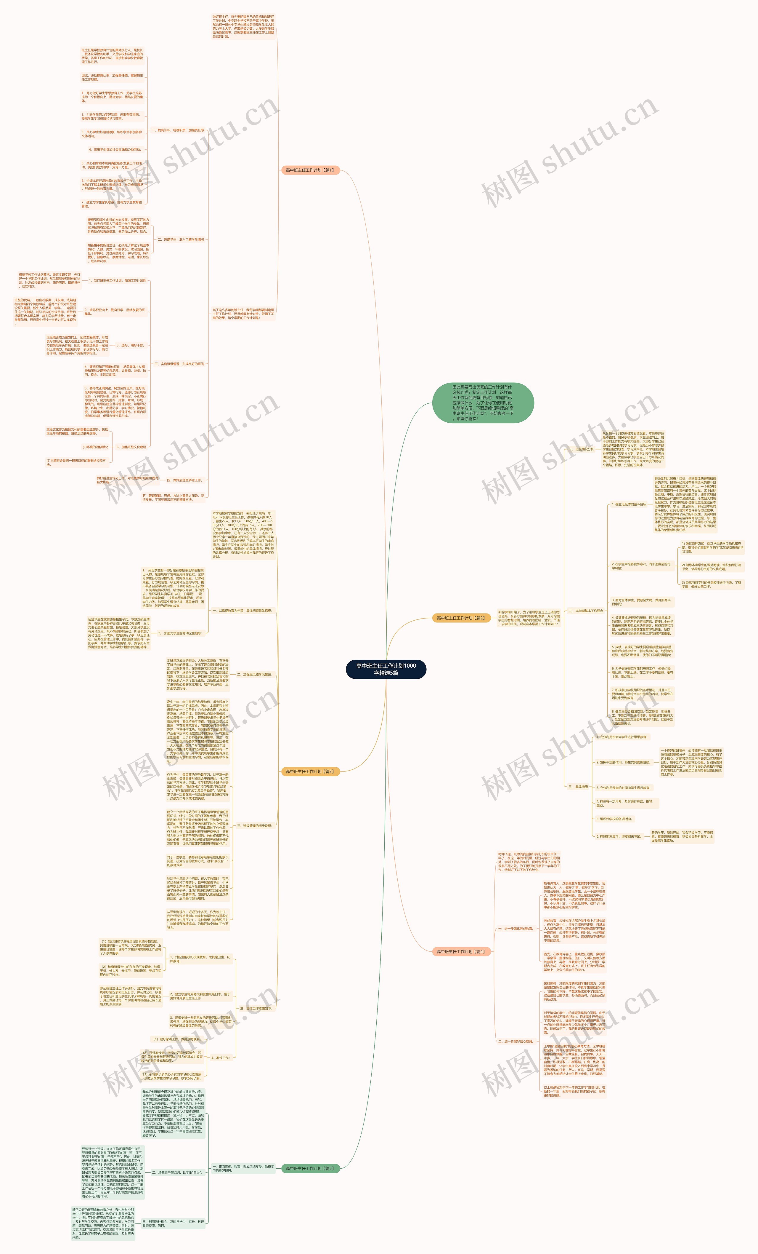 高中班主任工作计划1000字精选5篇思维导图