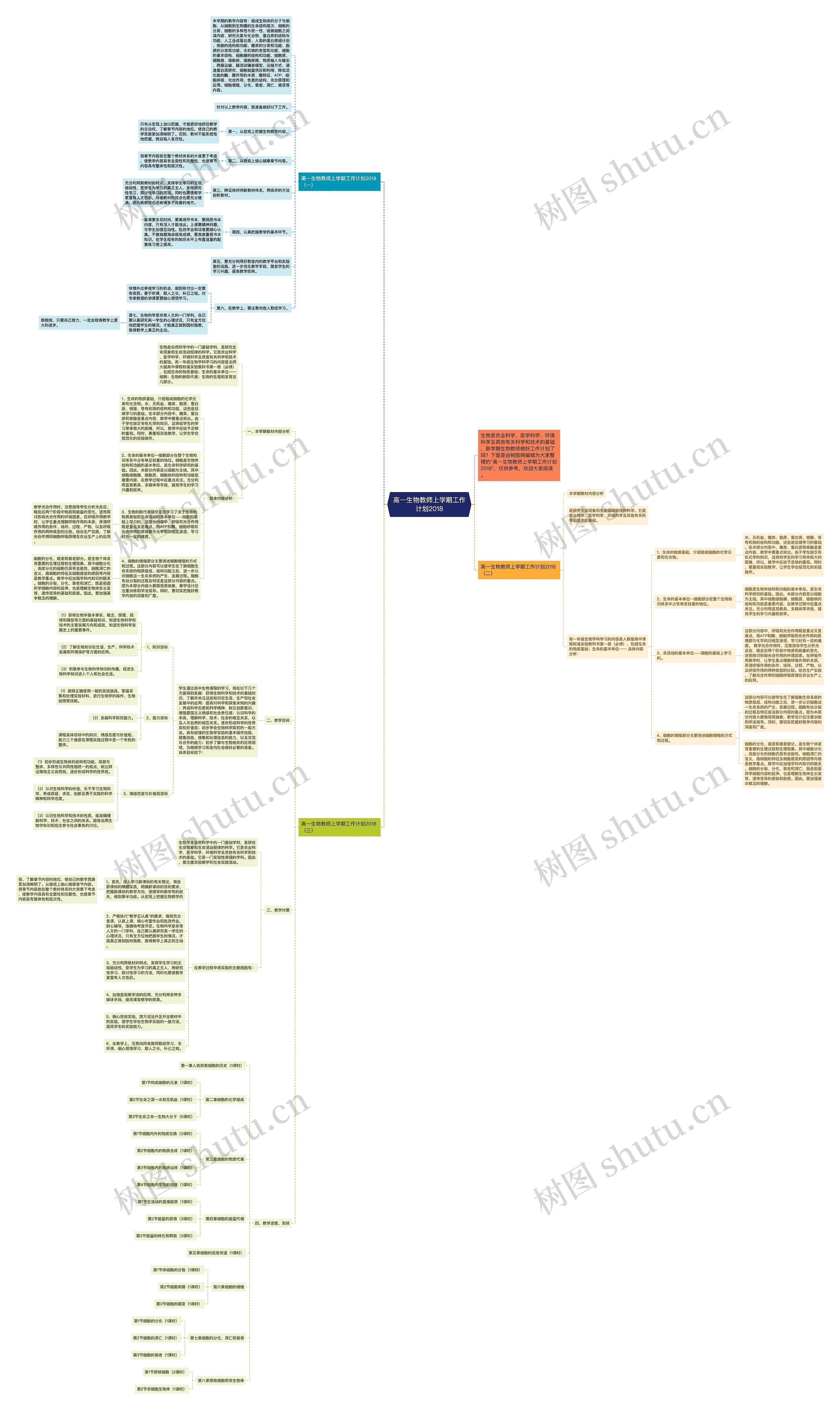 高一生物教师上学期工作计划2018思维导图