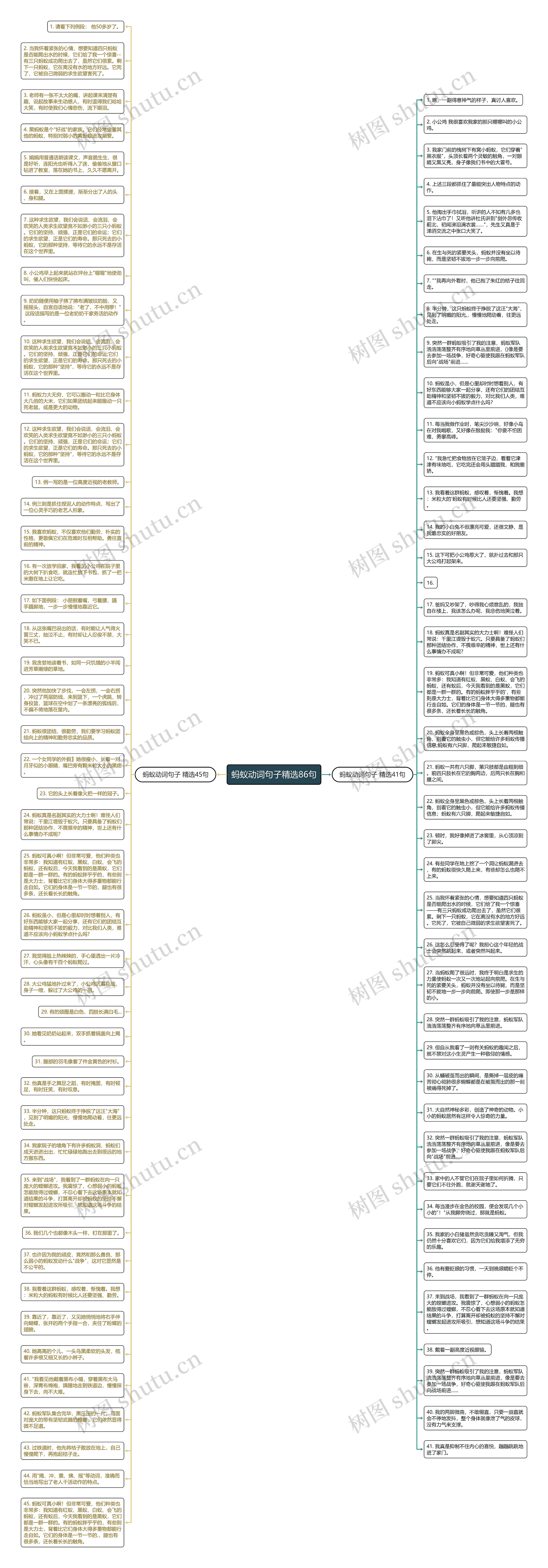 蚂蚁动词句子精选86句思维导图