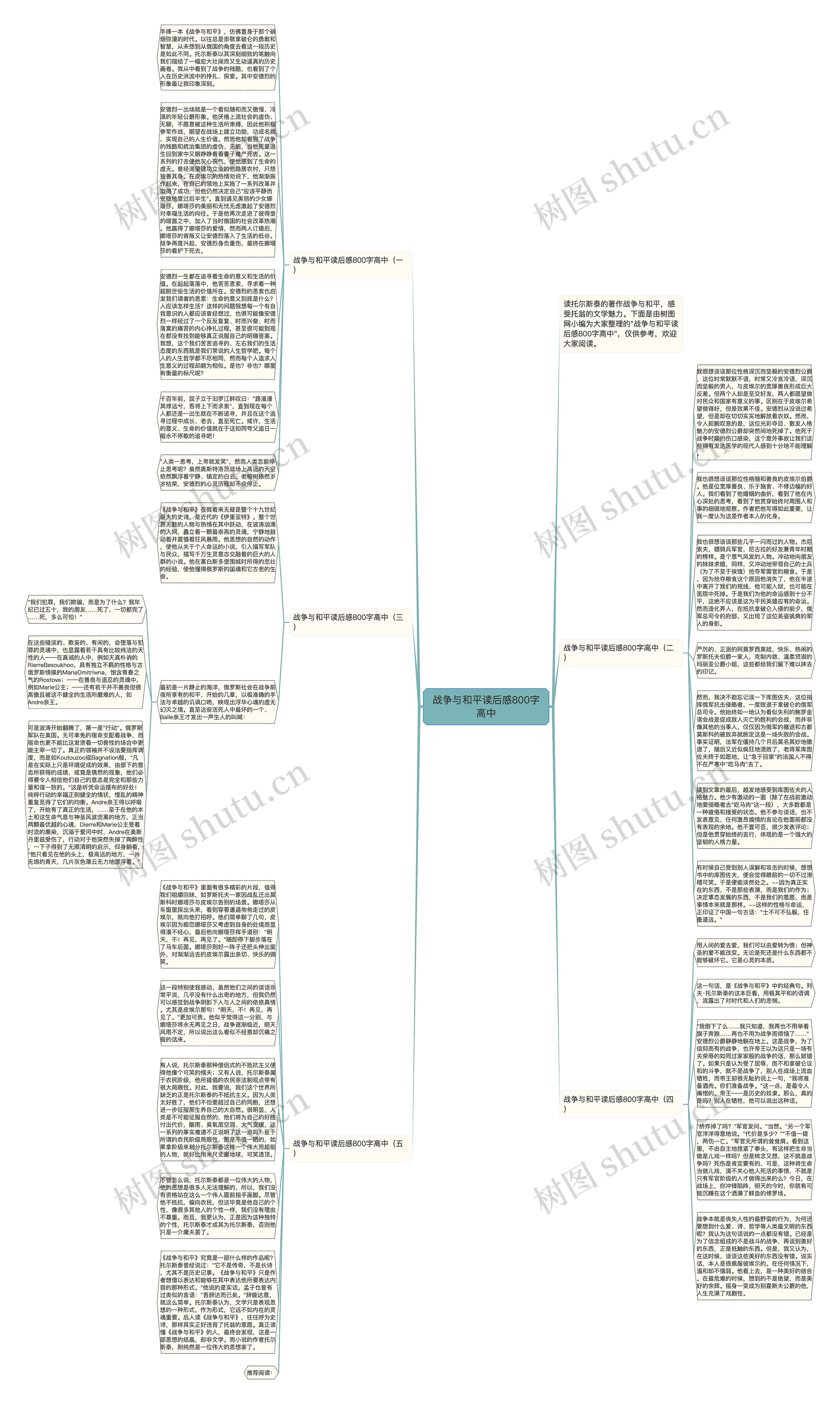 战争与和平读后感800字高中思维导图