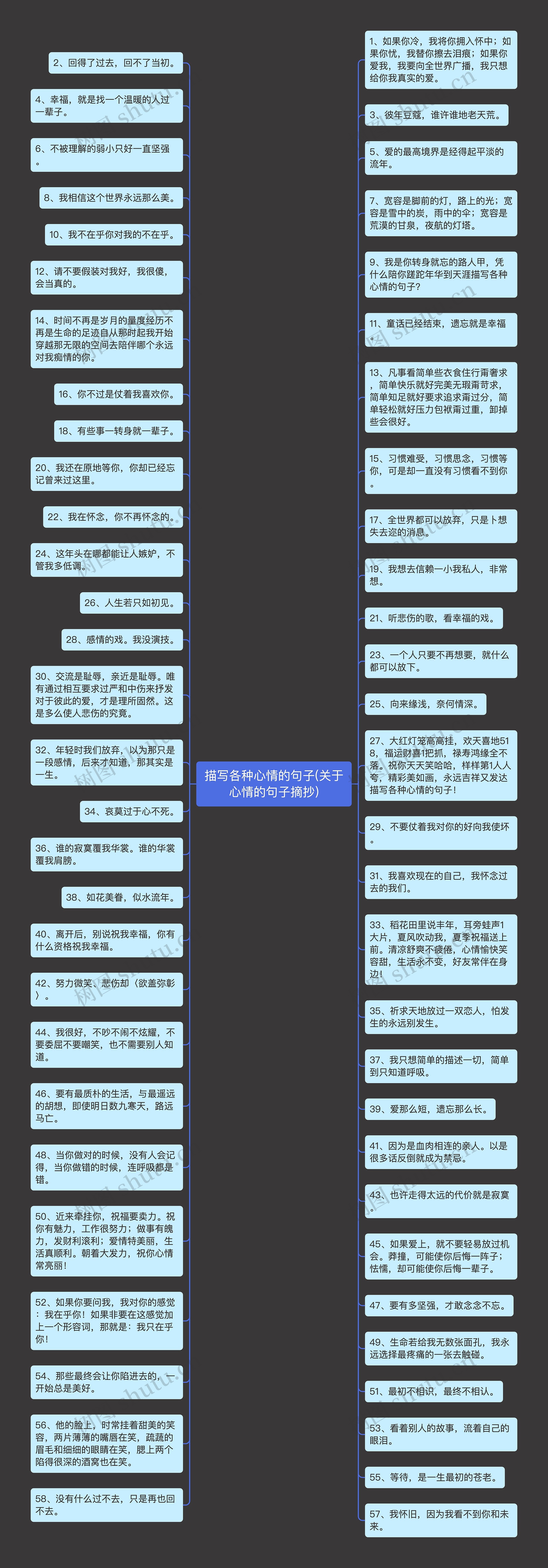 描写各种心情的句子(关于心情的句子摘抄)思维导图