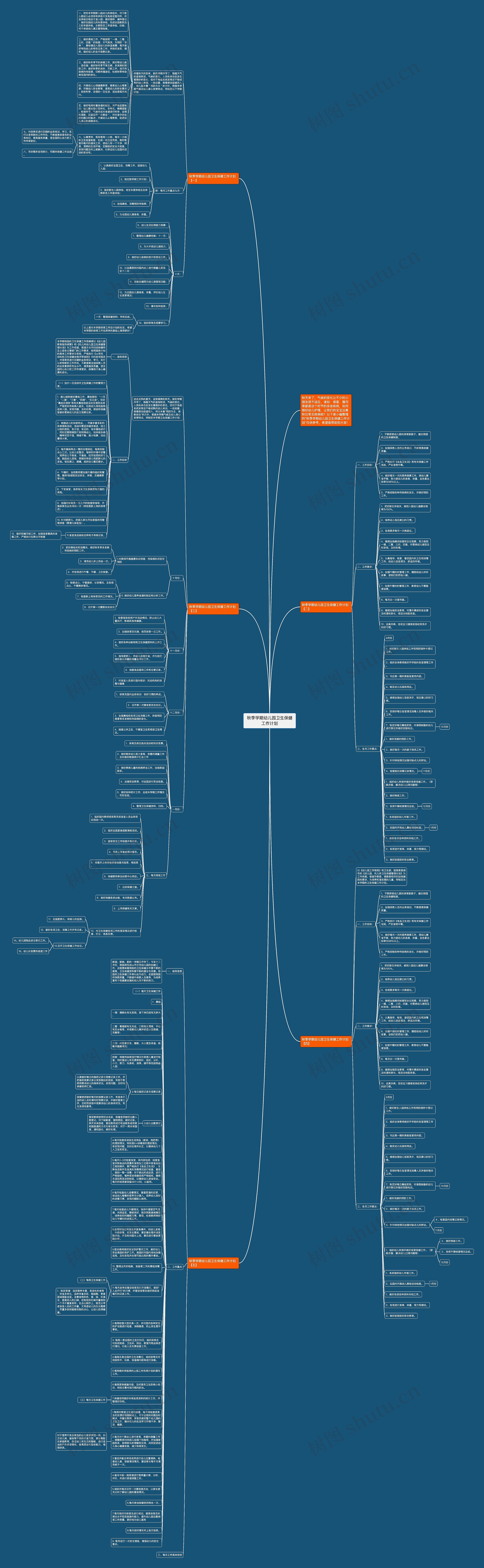 秋季学期幼儿园卫生保健工作计划思维导图