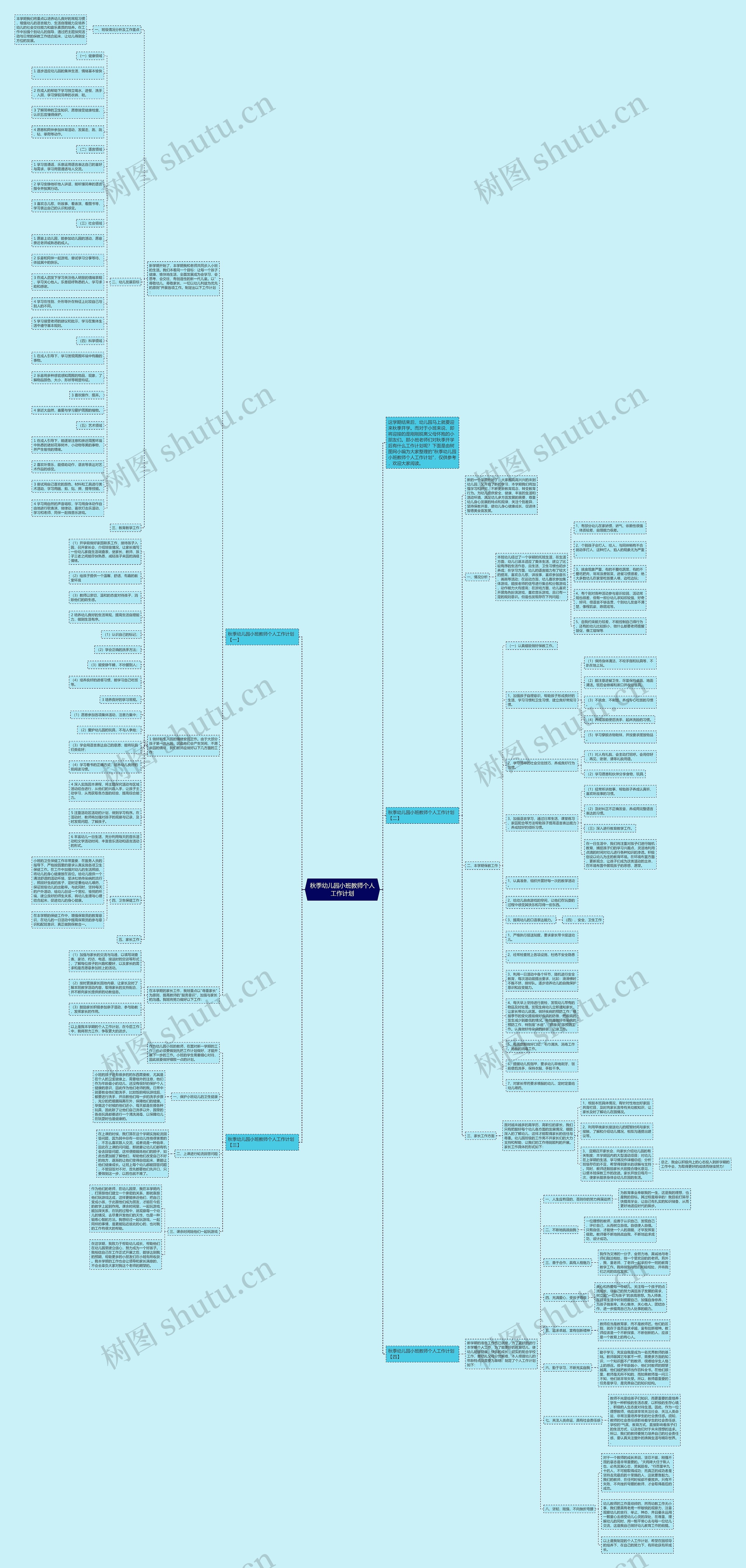 秋季幼儿园小班教师个人工作计划思维导图