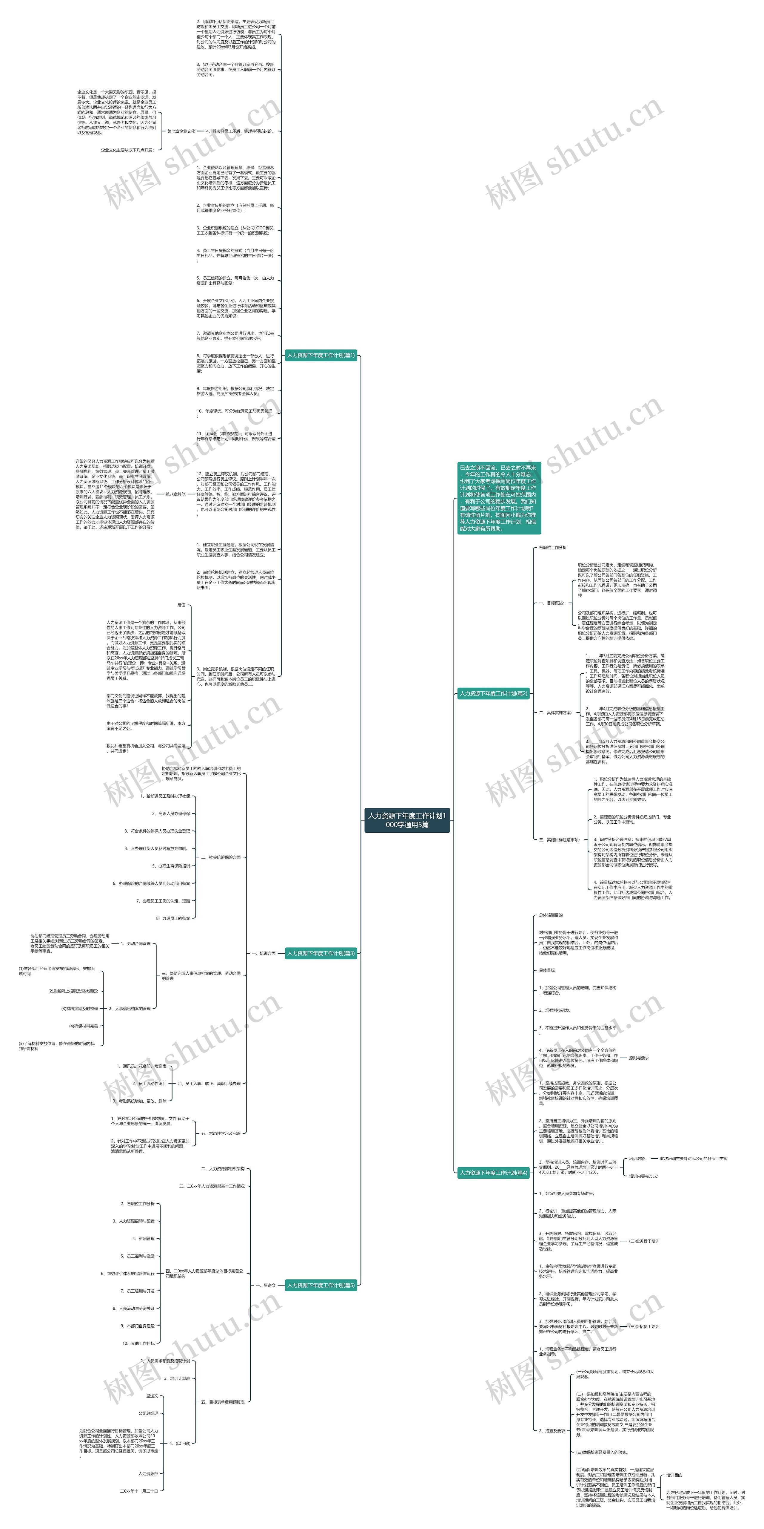 人力资源下年度工作计划1000字通用5篇思维导图