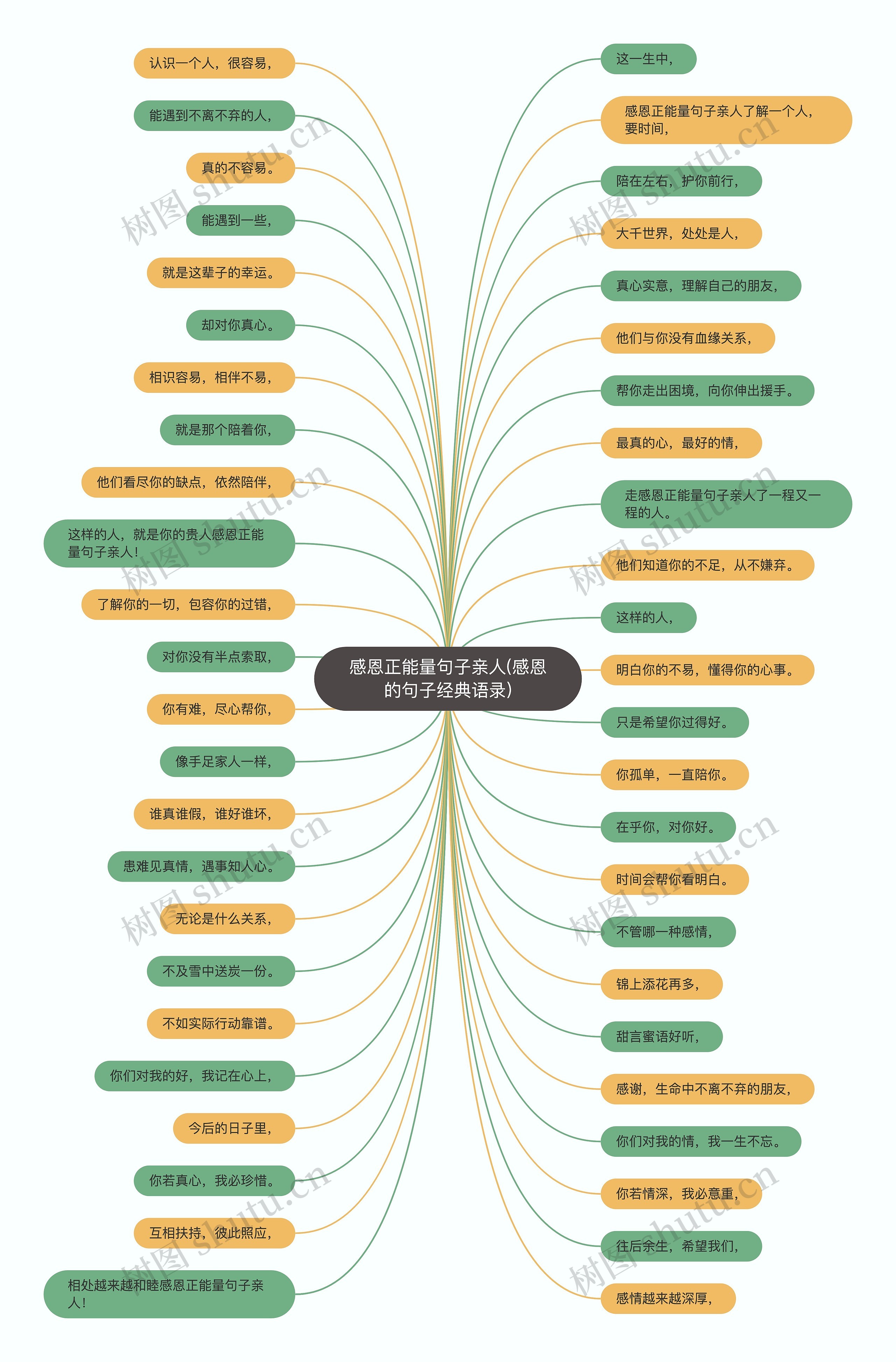 感恩正能量句子亲人(感恩的句子经典语录)思维导图