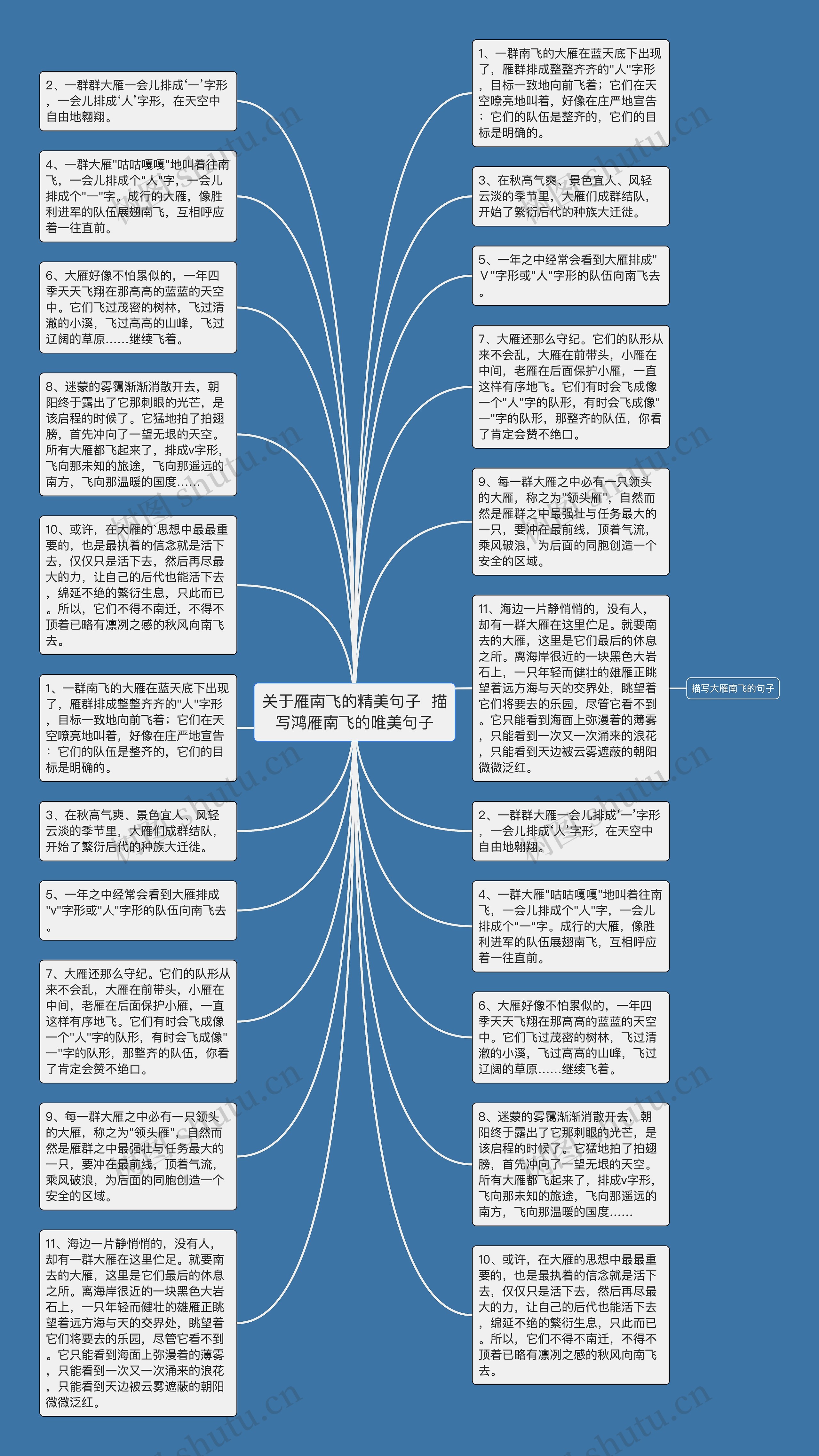 关于雁南飞的精美句子  描写鸿雁南飞的唯美句子思维导图