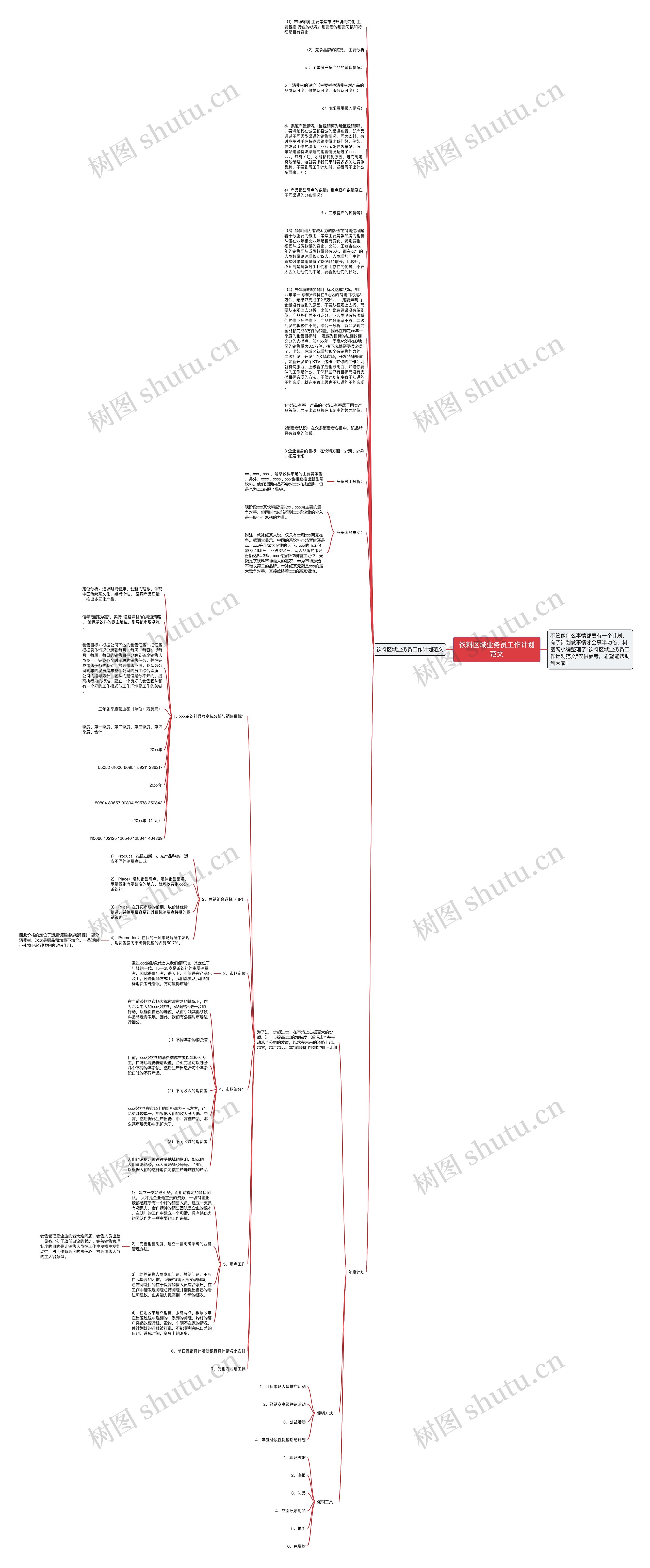 饮料区域业务员工作计划范文思维导图
