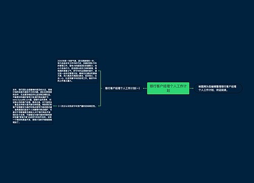 银行客户经理个人工作计划