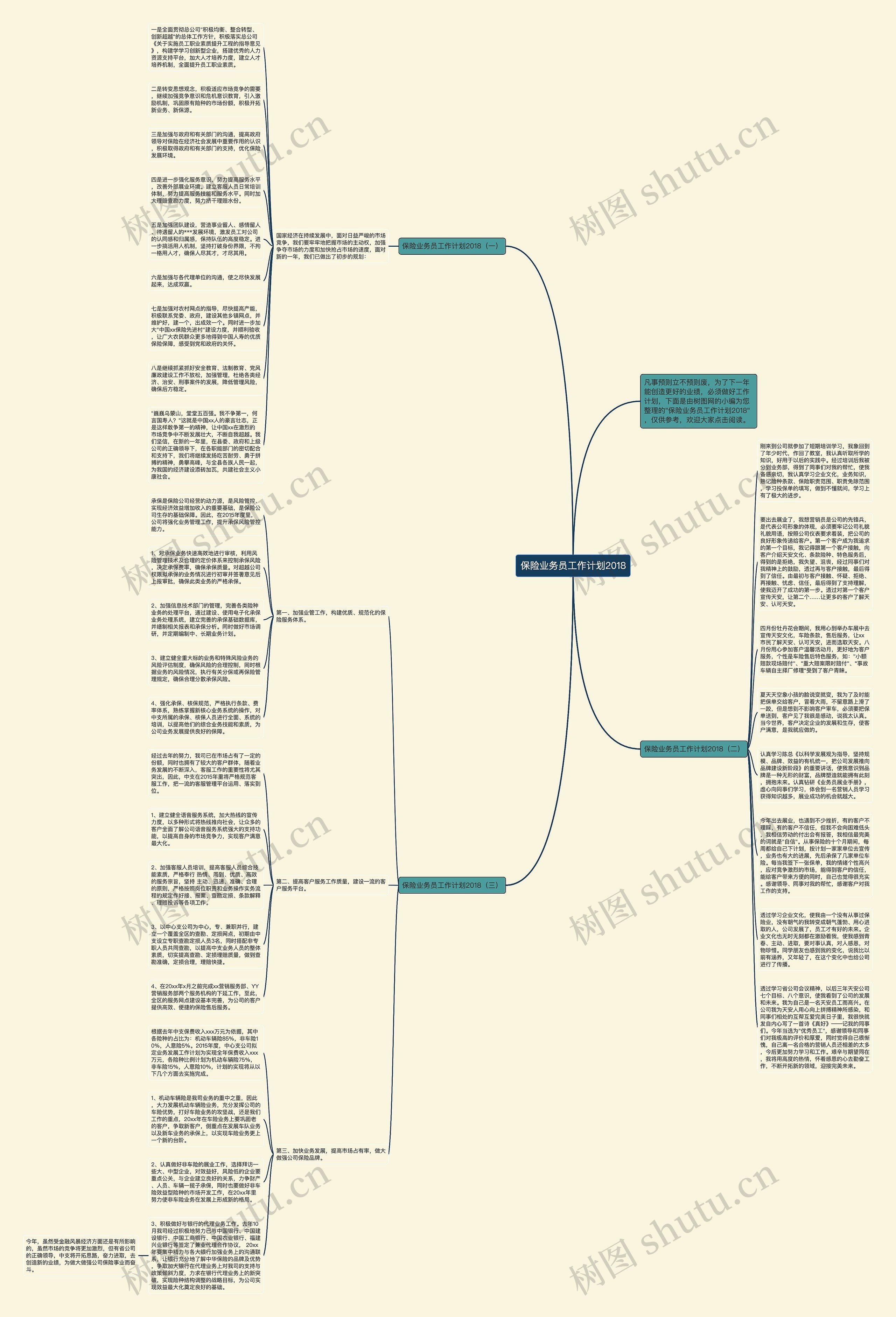 保险业务员工作计划2018思维导图