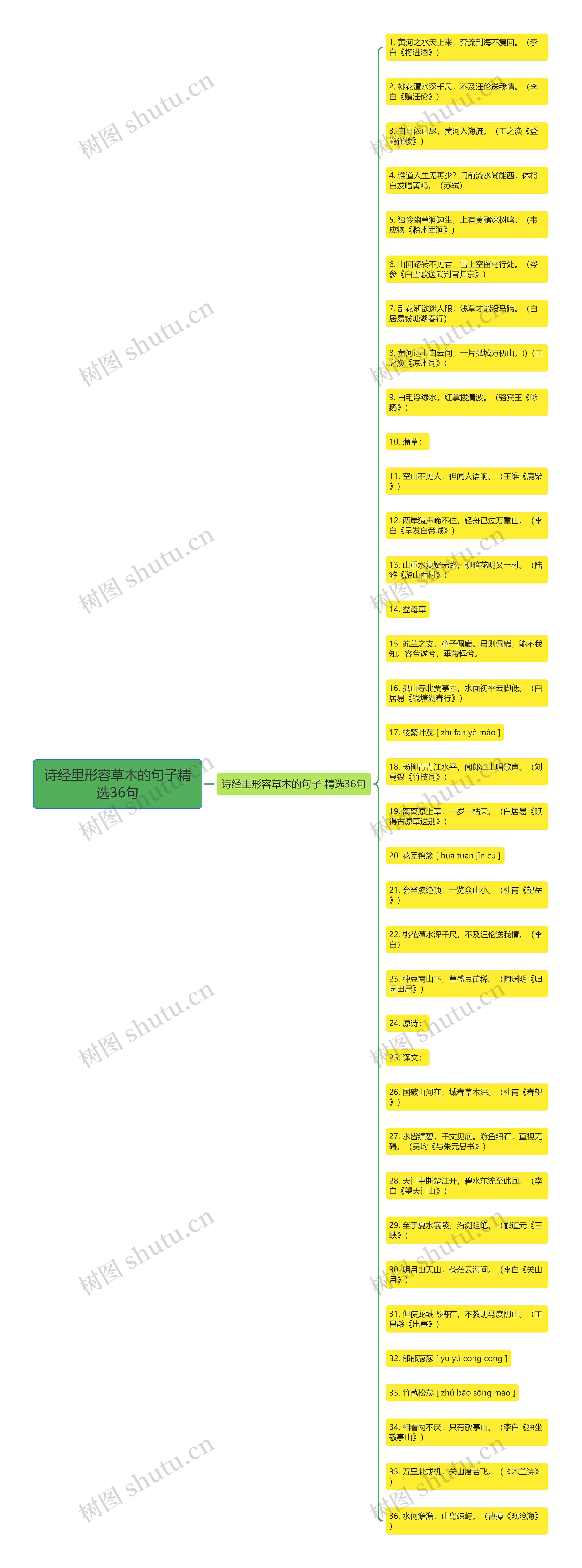 诗经里形容草木的句子精选36句思维导图