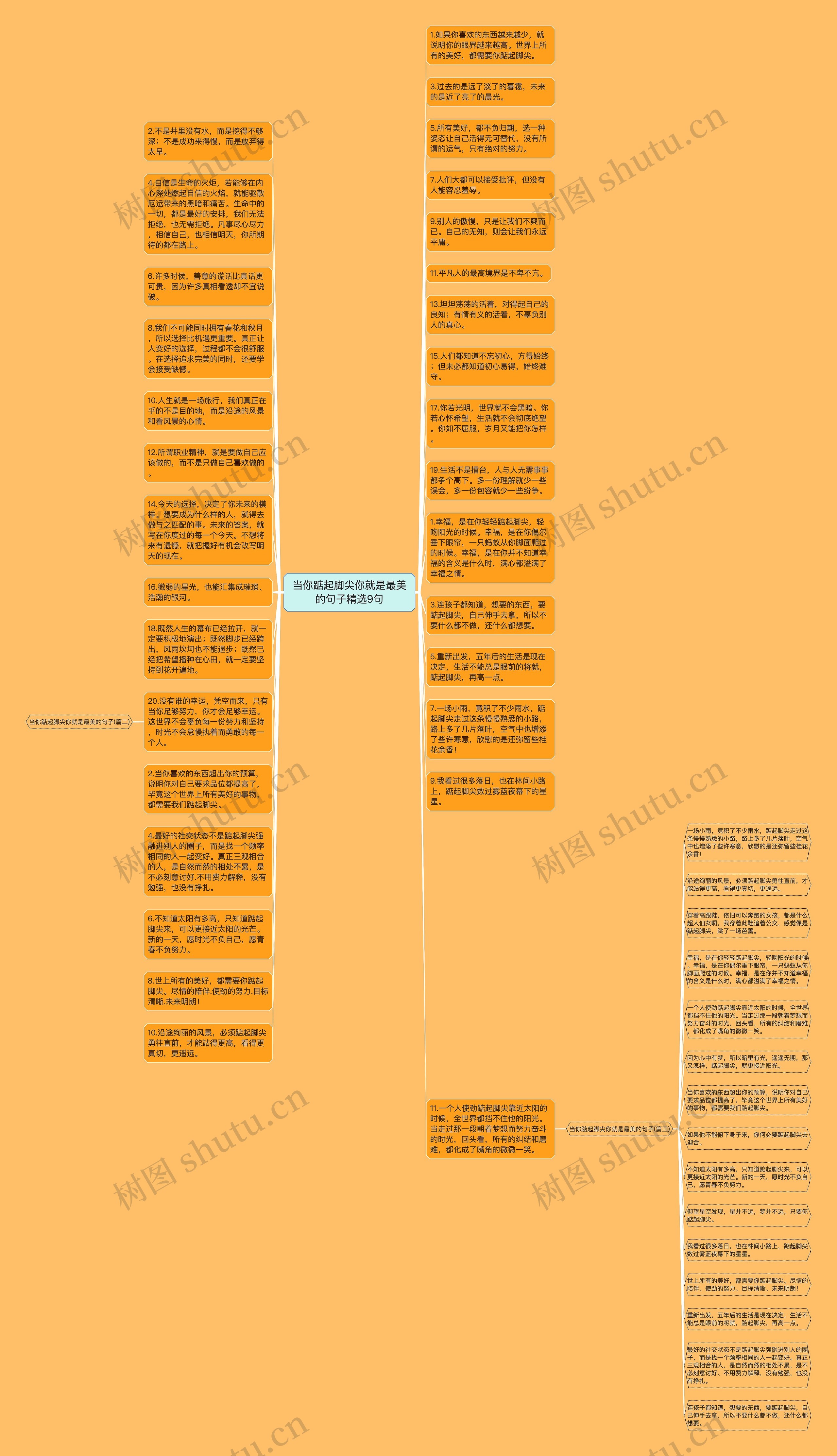 当你踮起脚尖你就是最美的句子精选9句思维导图
