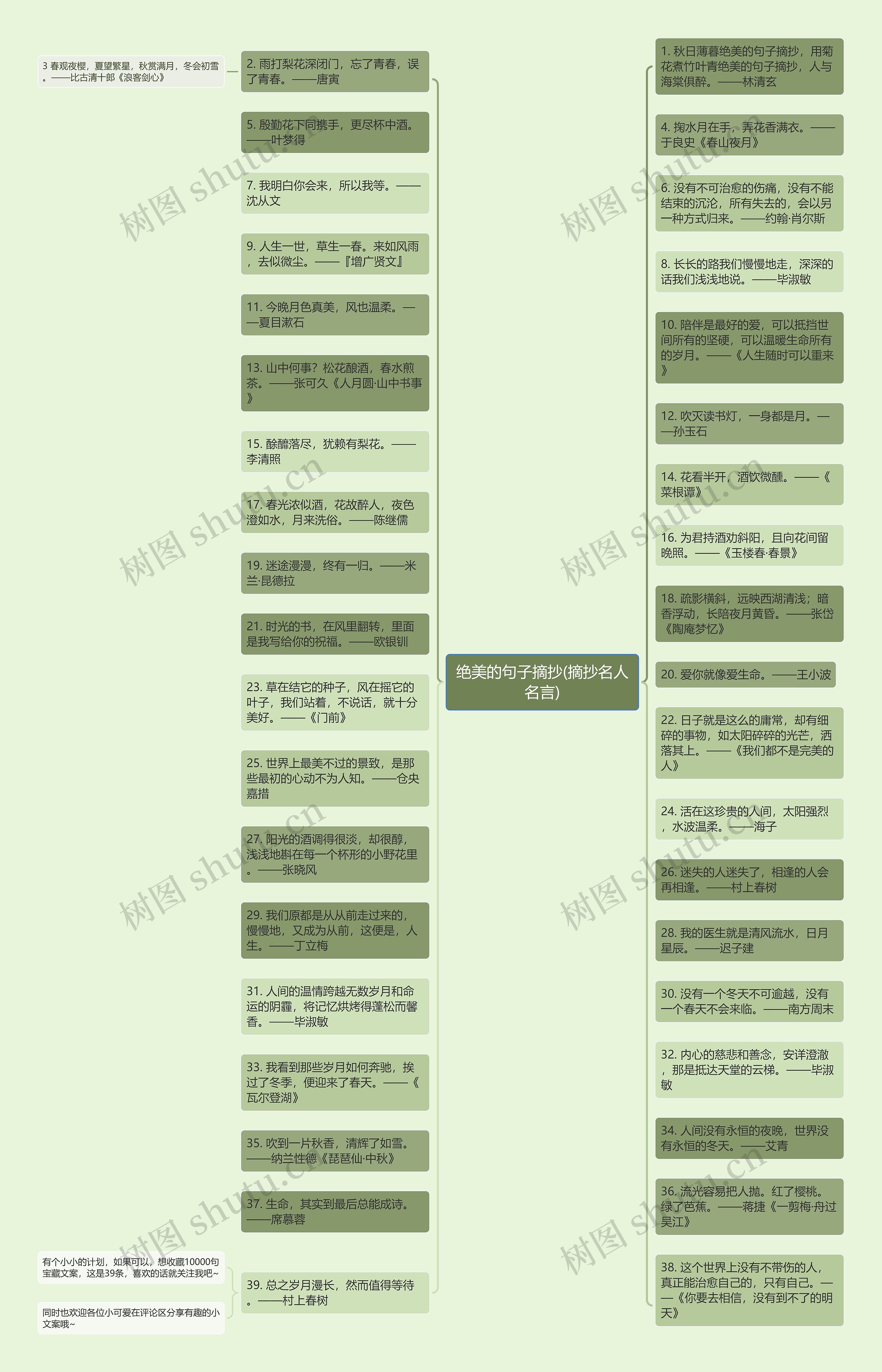 绝美的句子摘抄(摘抄名人名言)思维导图