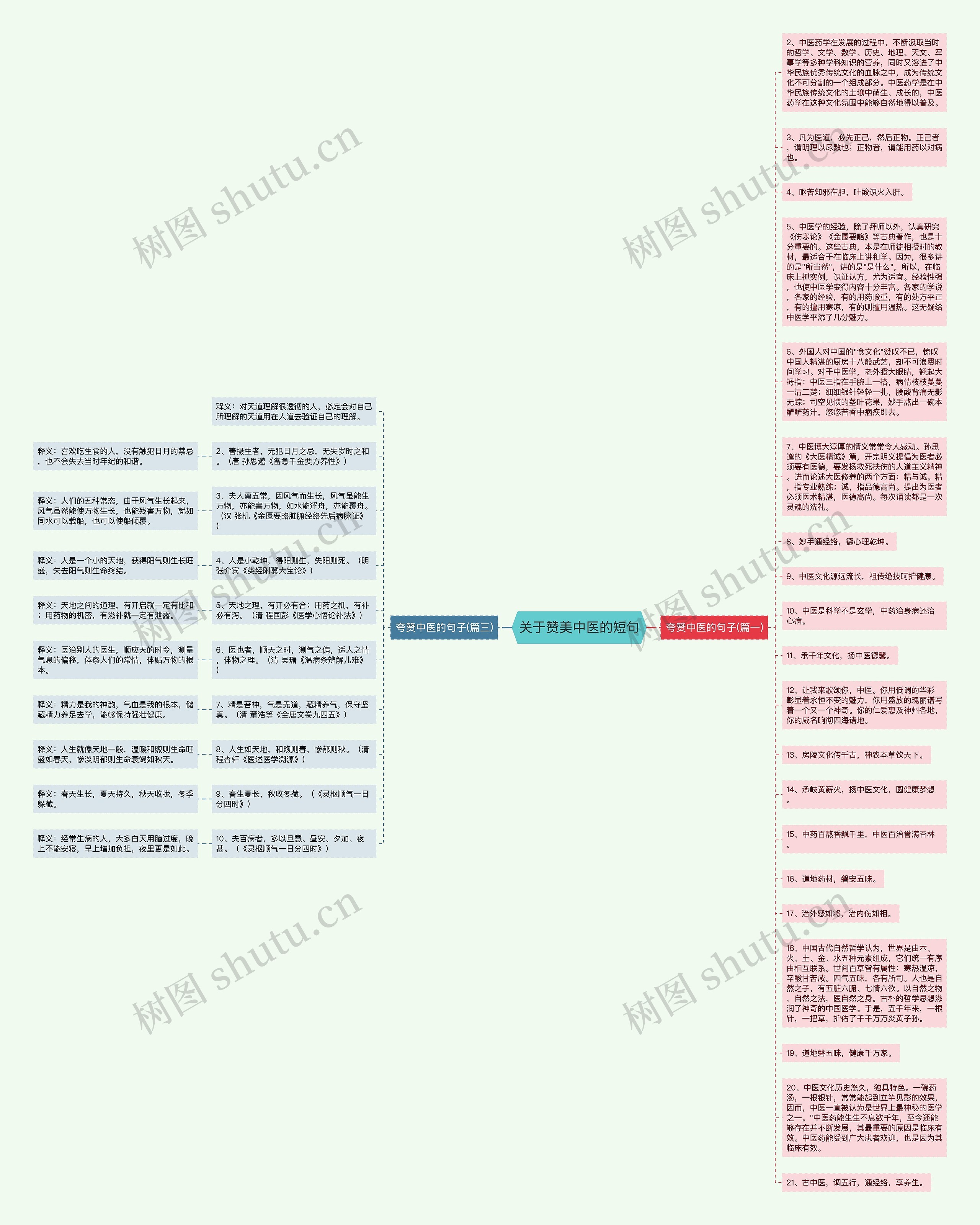 关于赞美中医的短句思维导图