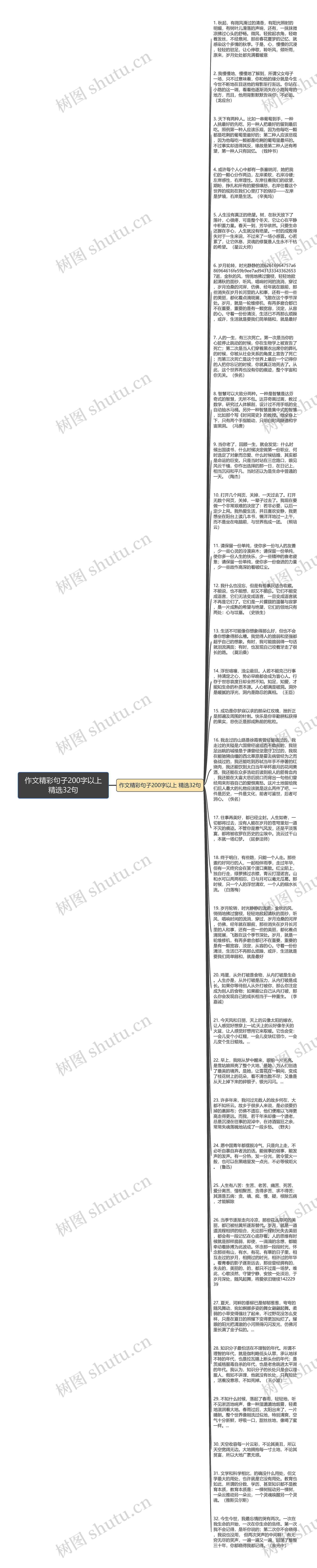 作文精彩句子200字以上精选32句思维导图