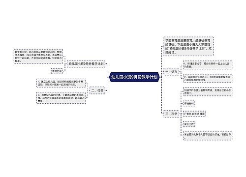 幼儿园小班9月份教学计划